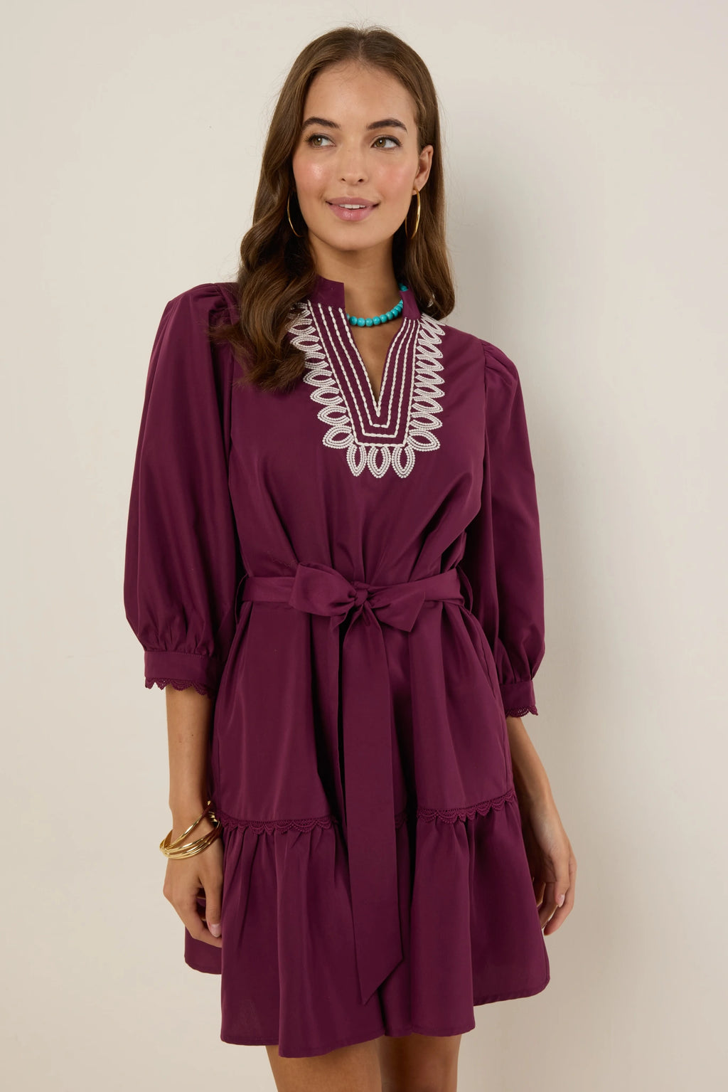 Gabriella Burgundy Short Dress