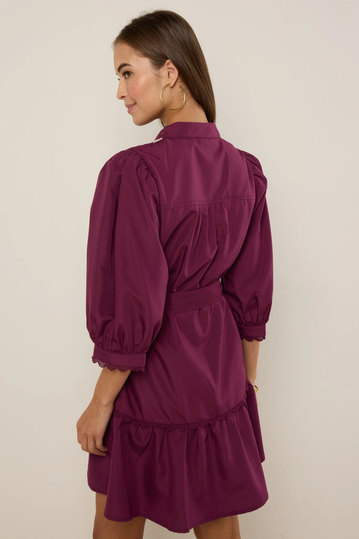 purple red dress Purple Floral Cotton Short Sleeve Dress - Maxi Dresses