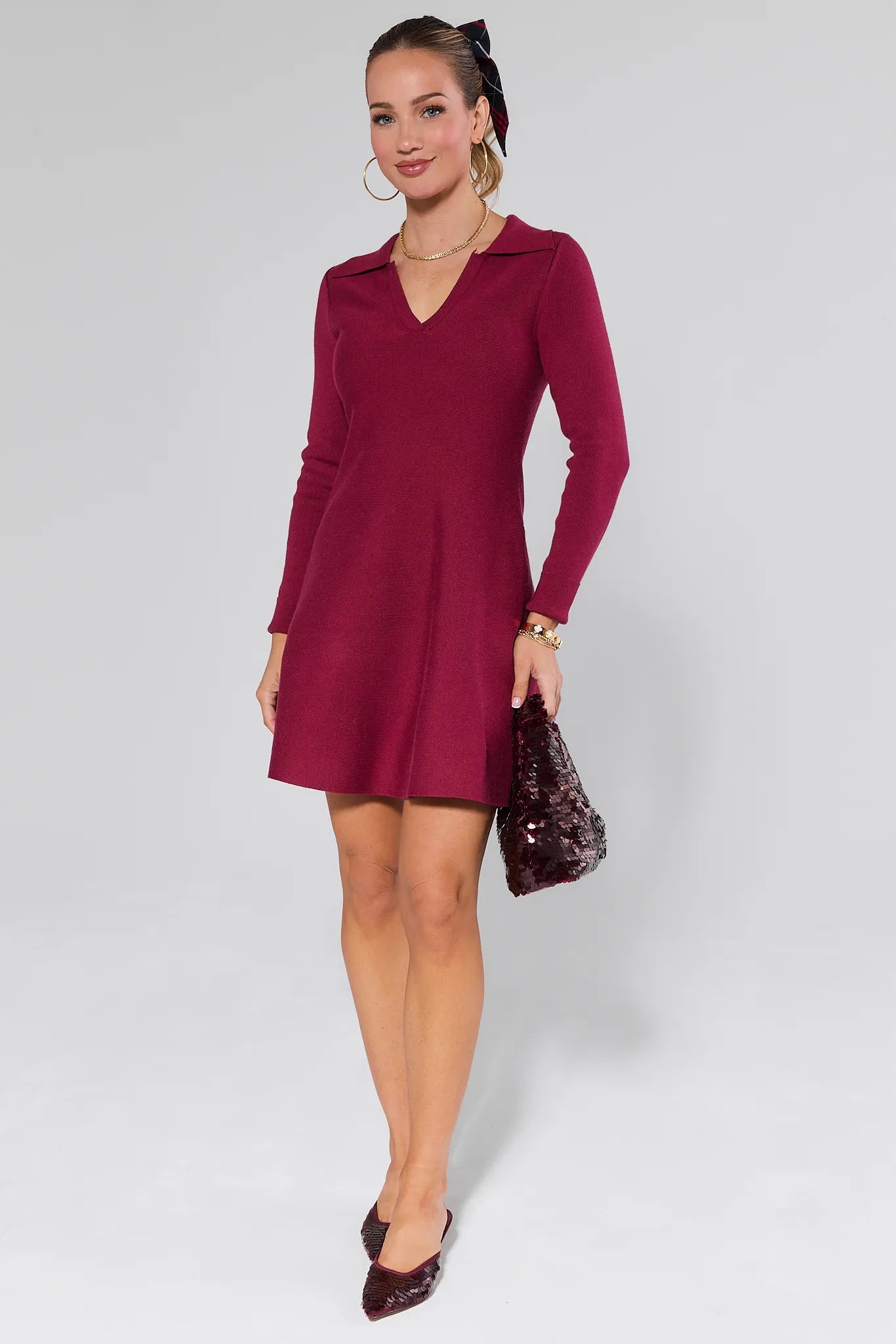 Amelia Burgundy Knit Mini Dress