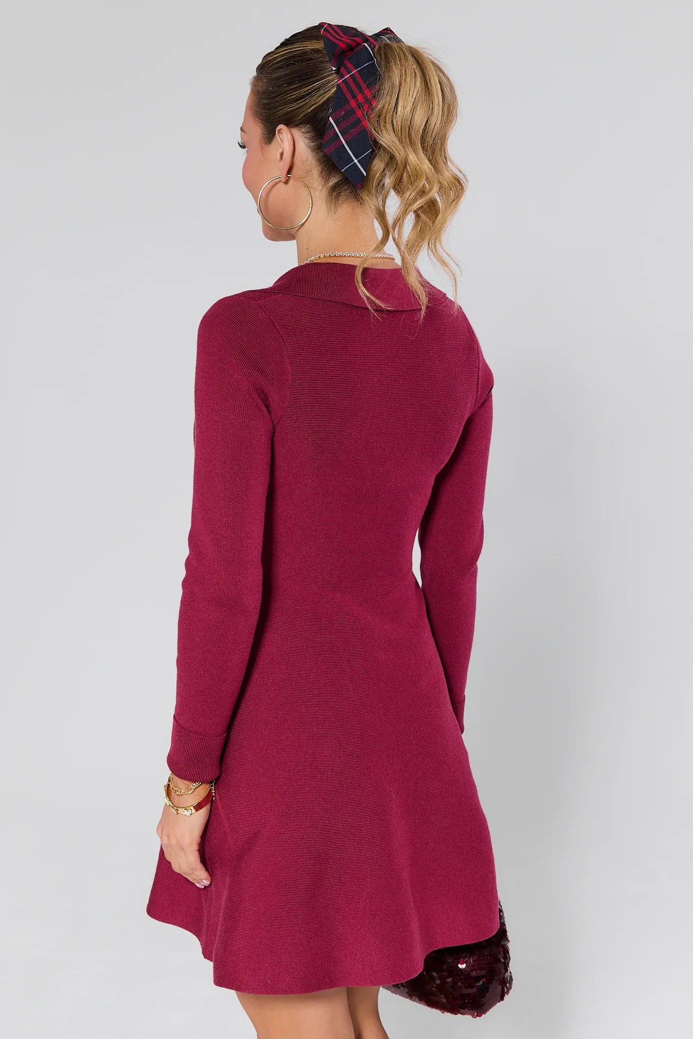 Amelia Burgundy Knit Mini Dress