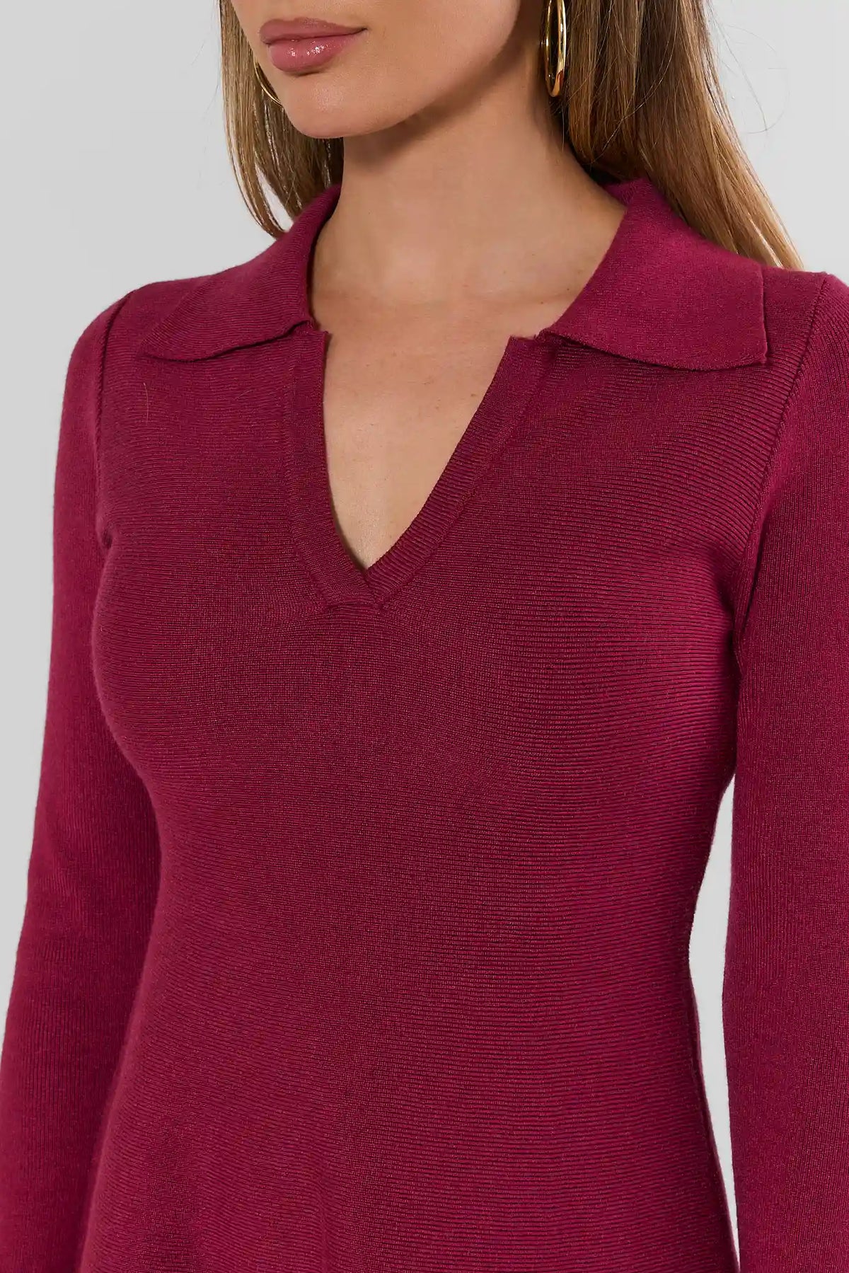 Amelia Burgundy Knit Mini Dress