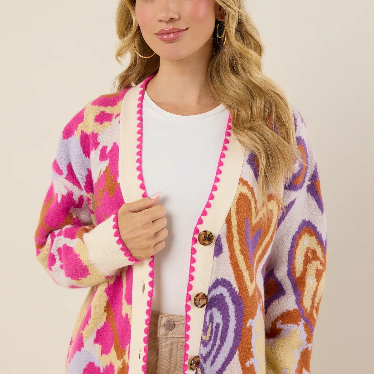 Leslie Pink Printed Cardigan | Avara
