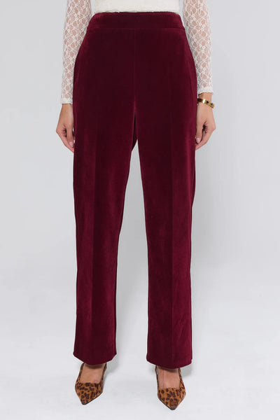 Evie Cranberry Velvet Pants | Avara