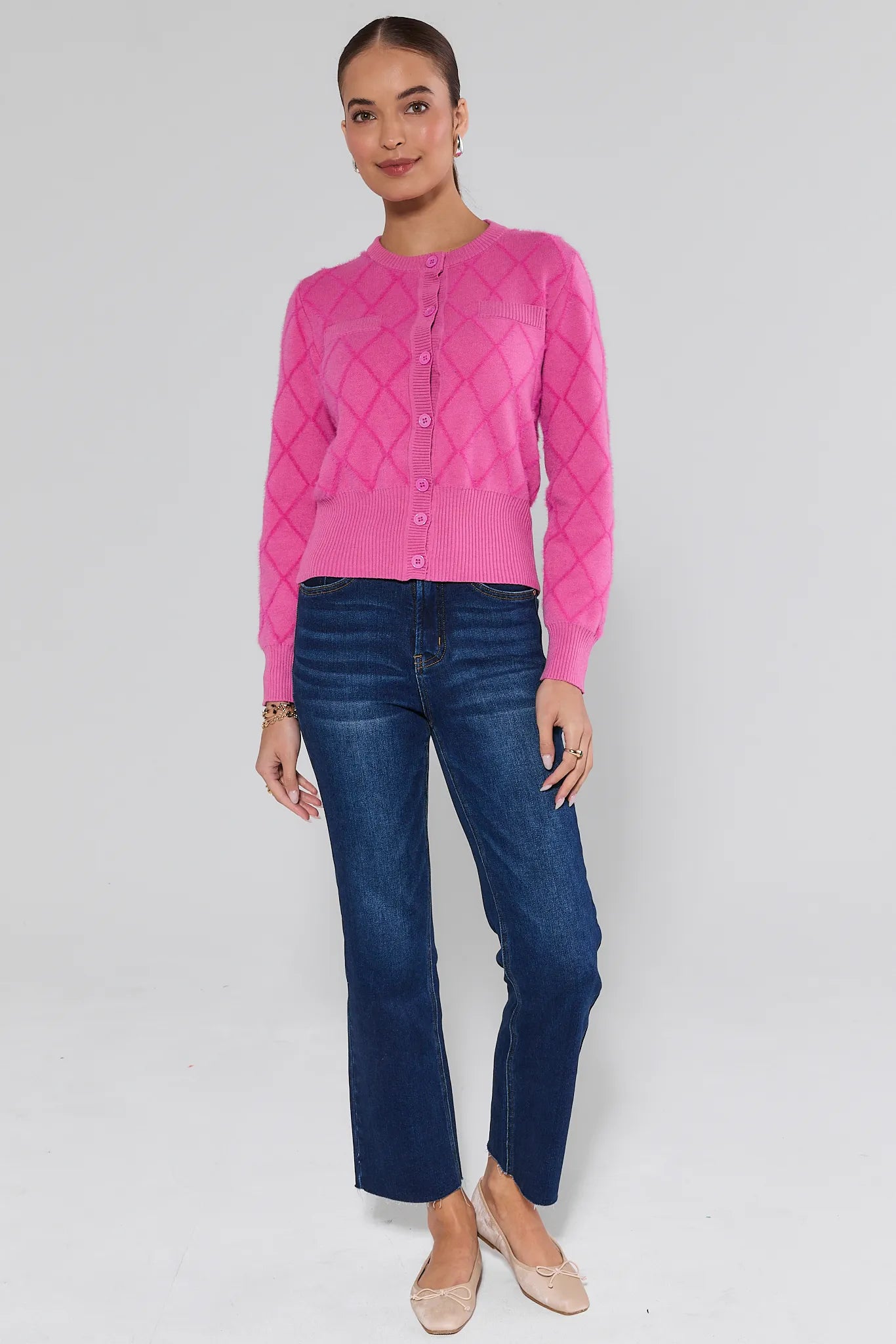 Emily Pink Bow Cardigan