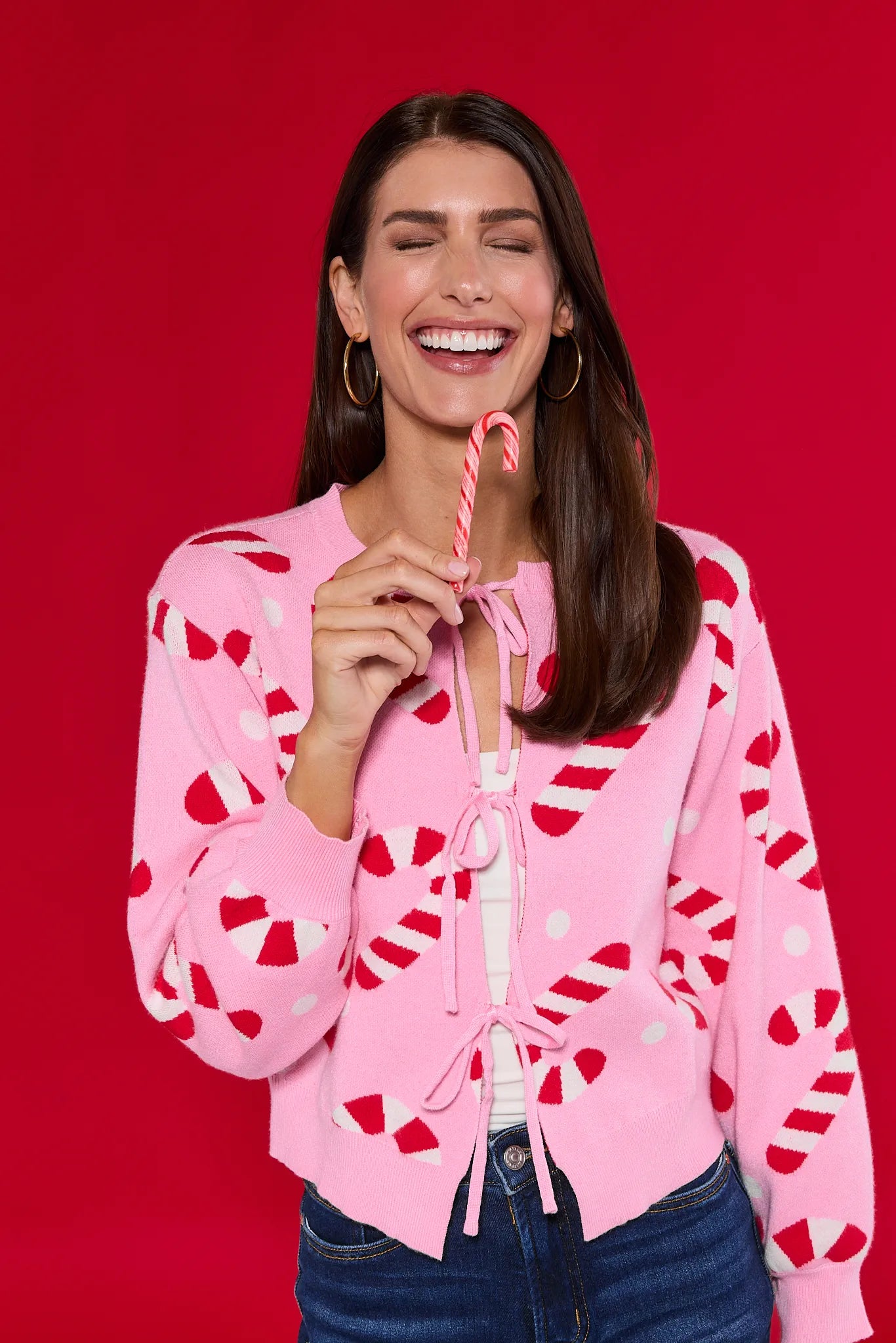 Hollis Pink Candy Cane Sweater