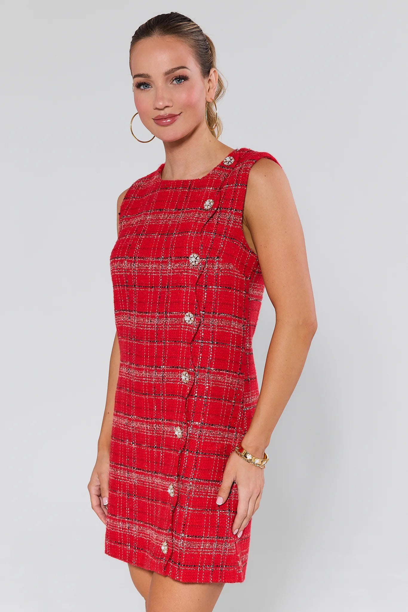 Noelle Red Tweed Short Dress