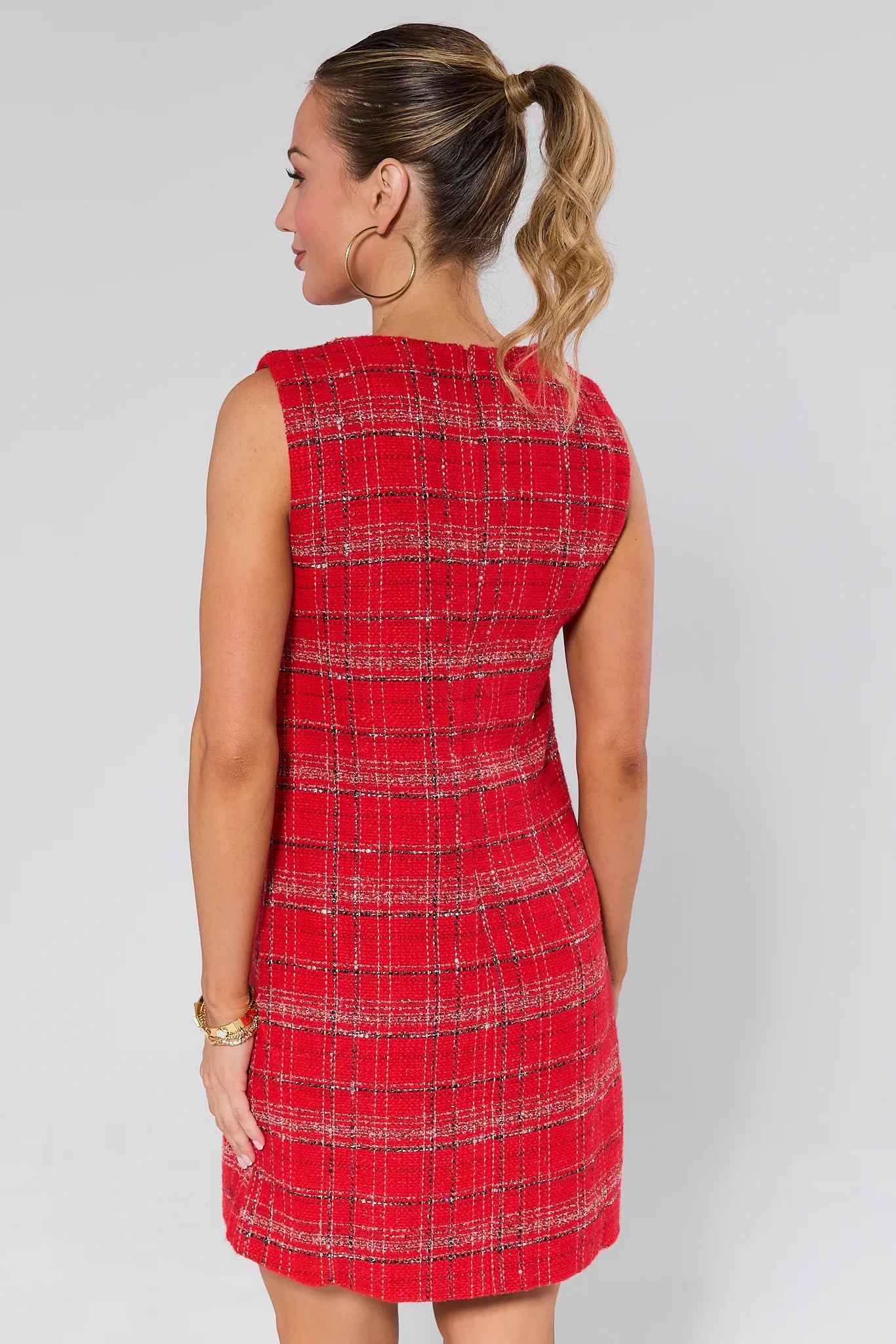 Noelle Red Tweed Short Dress