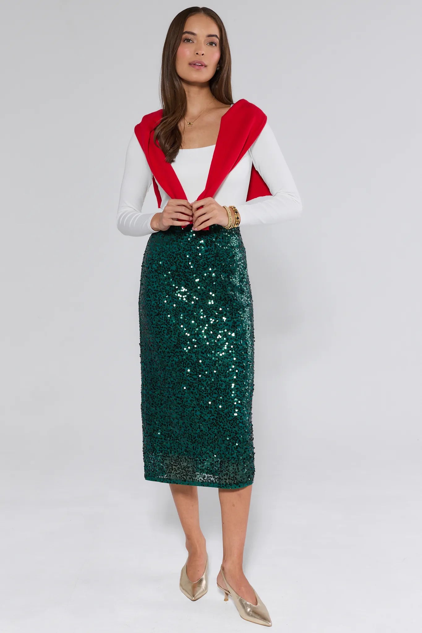 Landry Green Sequin Midi Skirt