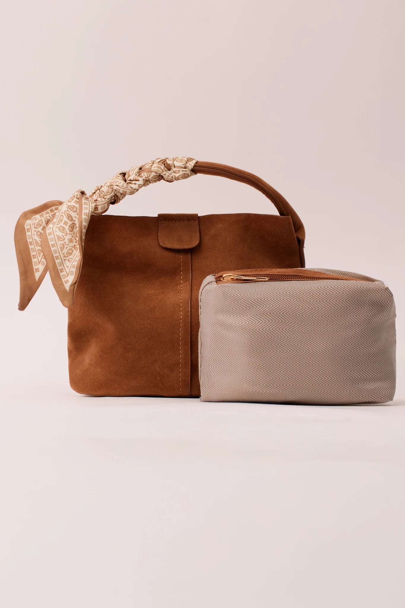 Serena Bag, Suede- Taupe