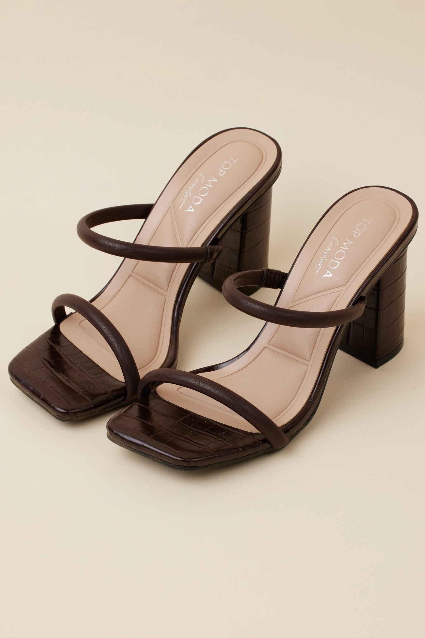 Kayce Heels- Brown Croc