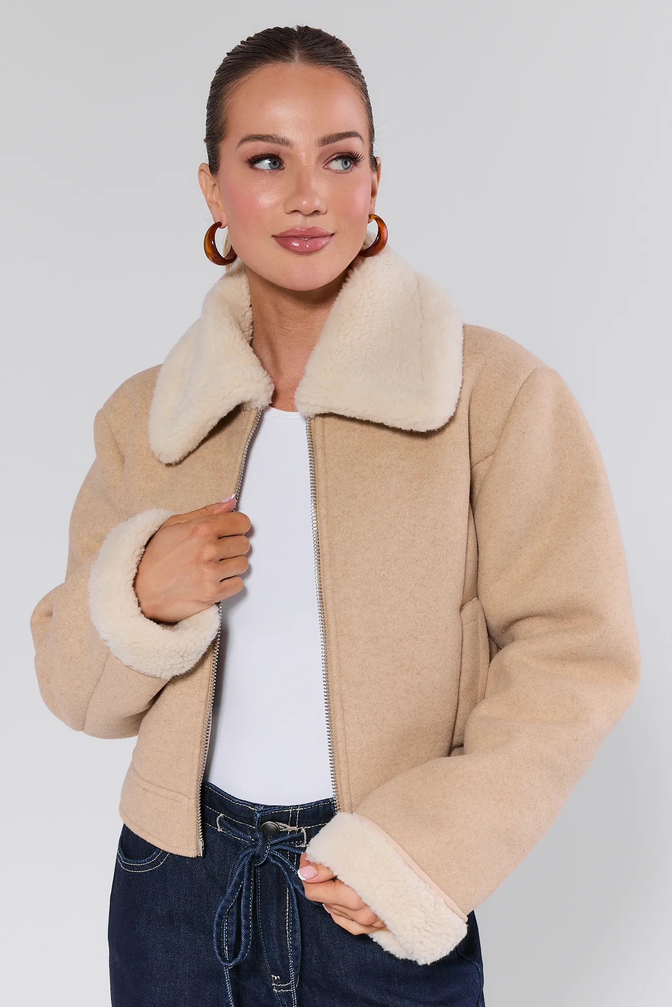 Logan Tan Sherpa Jacket