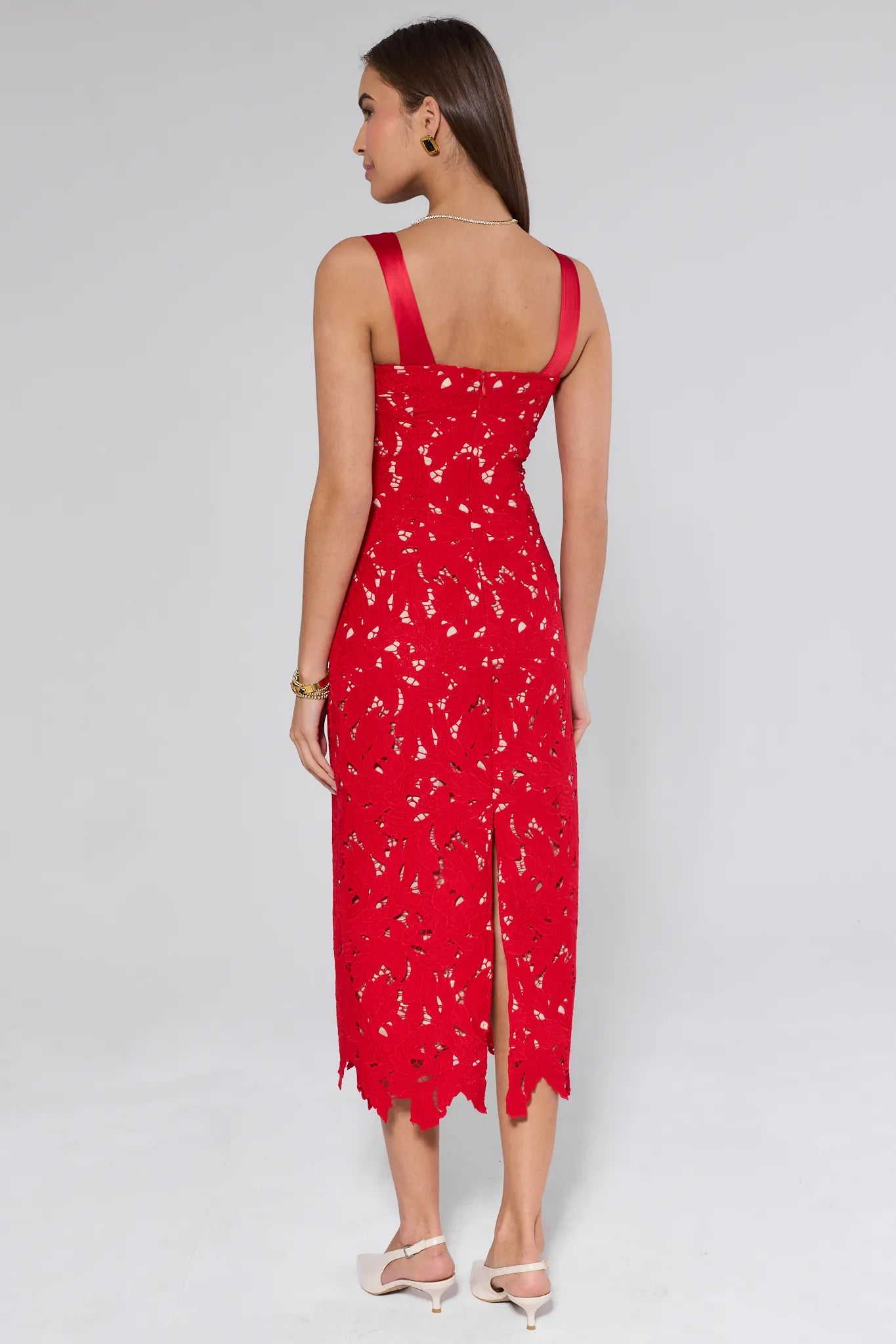 Liana Red Lace Midi Dress