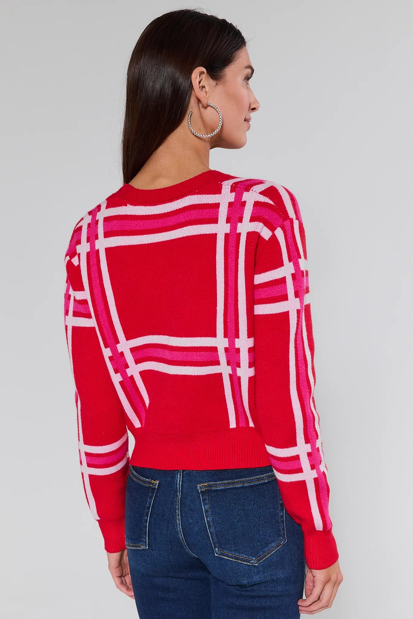 Juliette Red Plaid Knit Cardigan