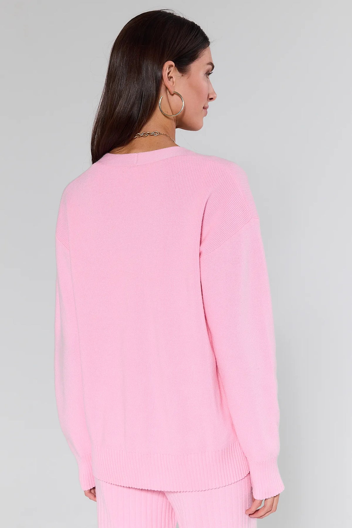 Brianna Pink Ribbed Knit Cardigan | Avara