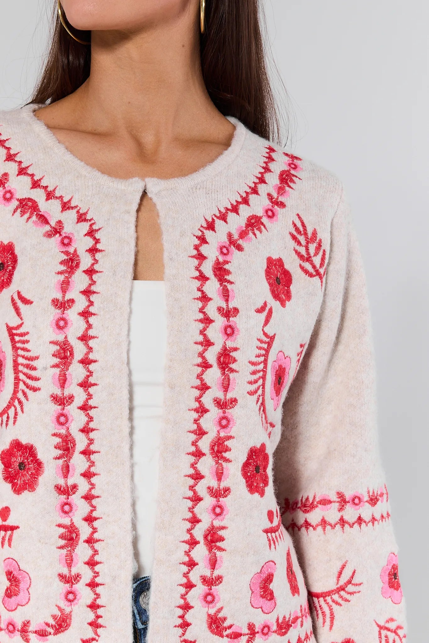 Hallie Embroidered Knit Cardigan