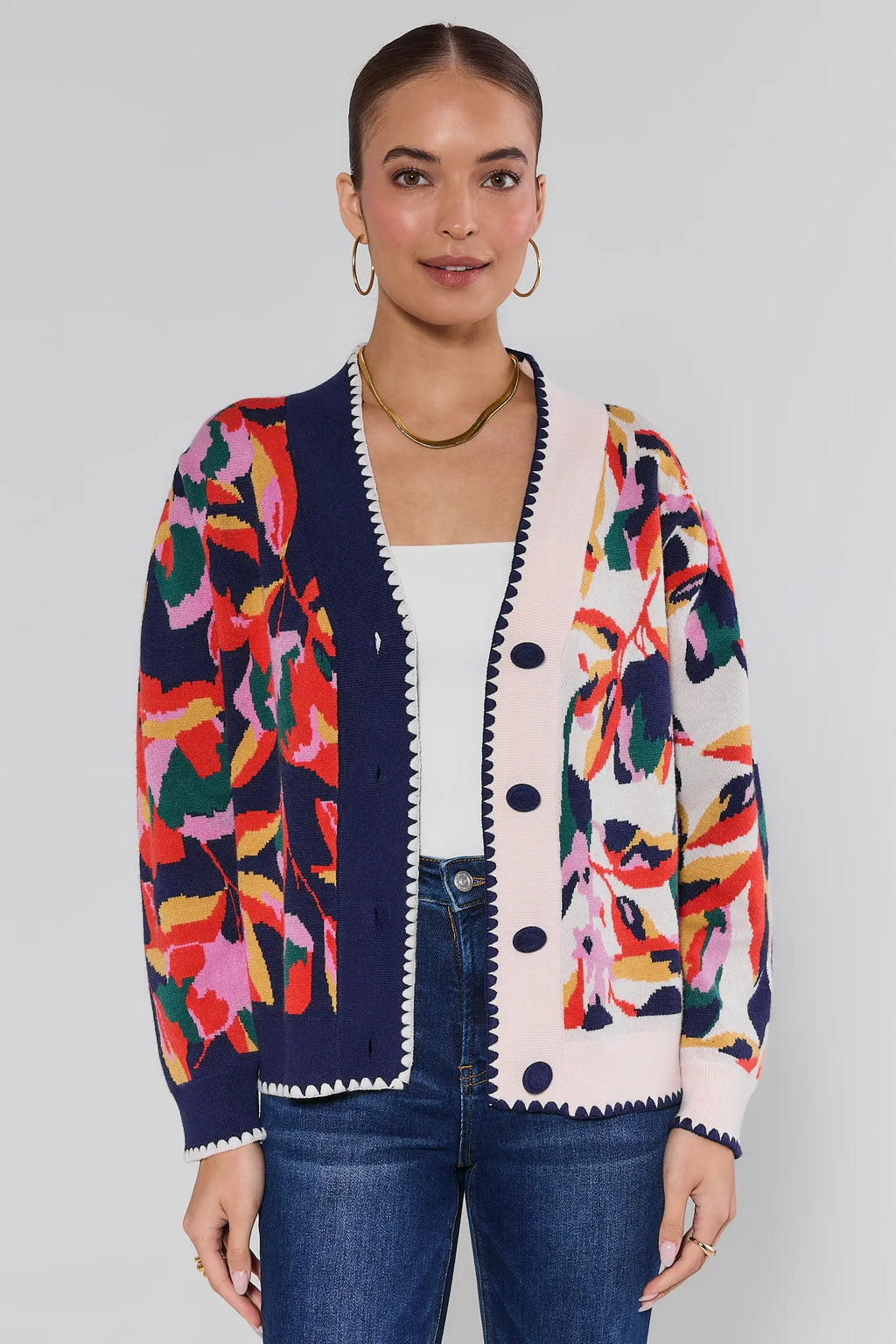 Leslie Navy Floral Cardigan | Avara