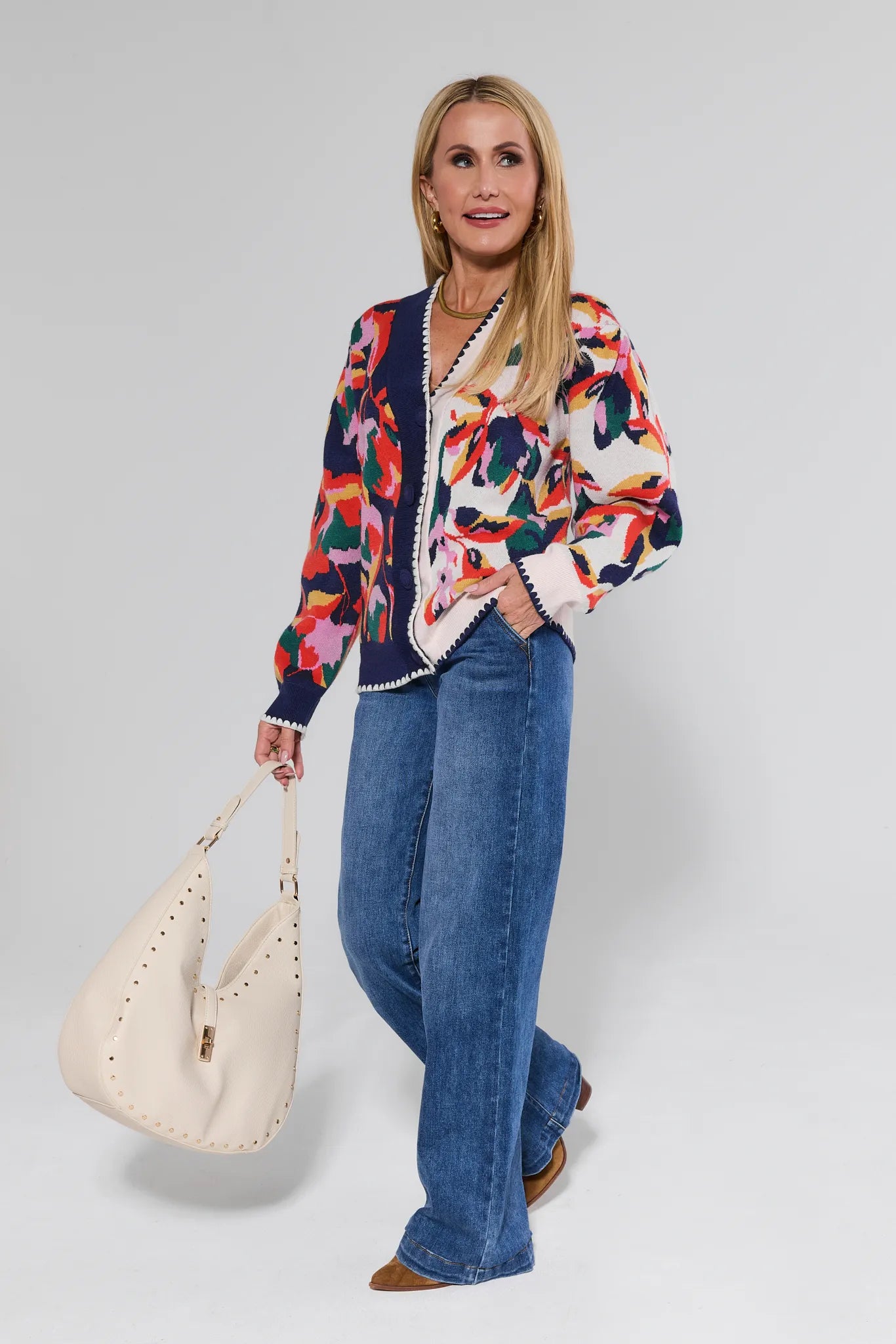 Leslie Navy Floral Cardigan