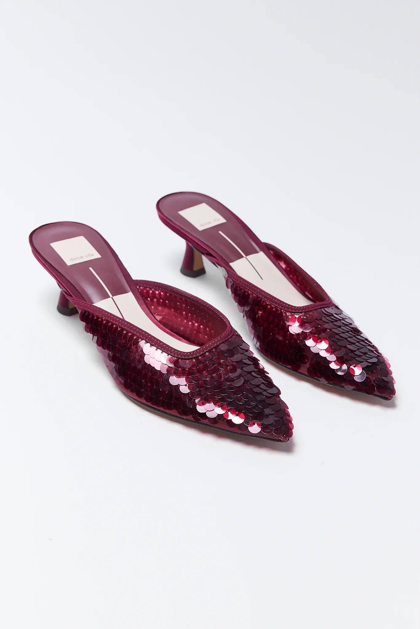 Cleo Burgundy Sequin Heels