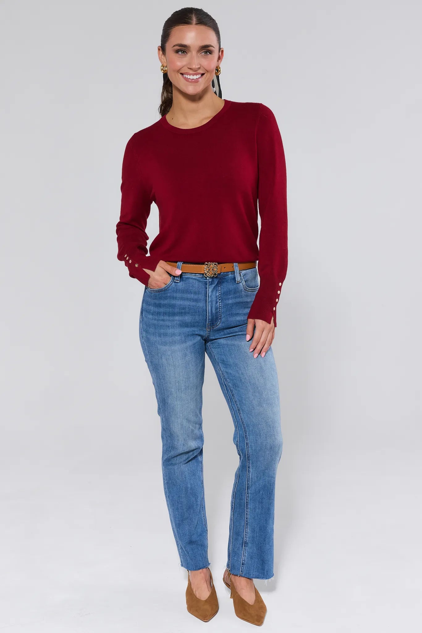 Enid Burgundy Knit Sweater