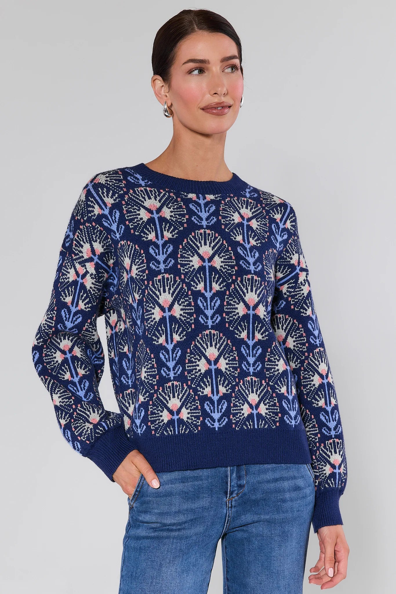 Maisie Blue Printed Sweater
