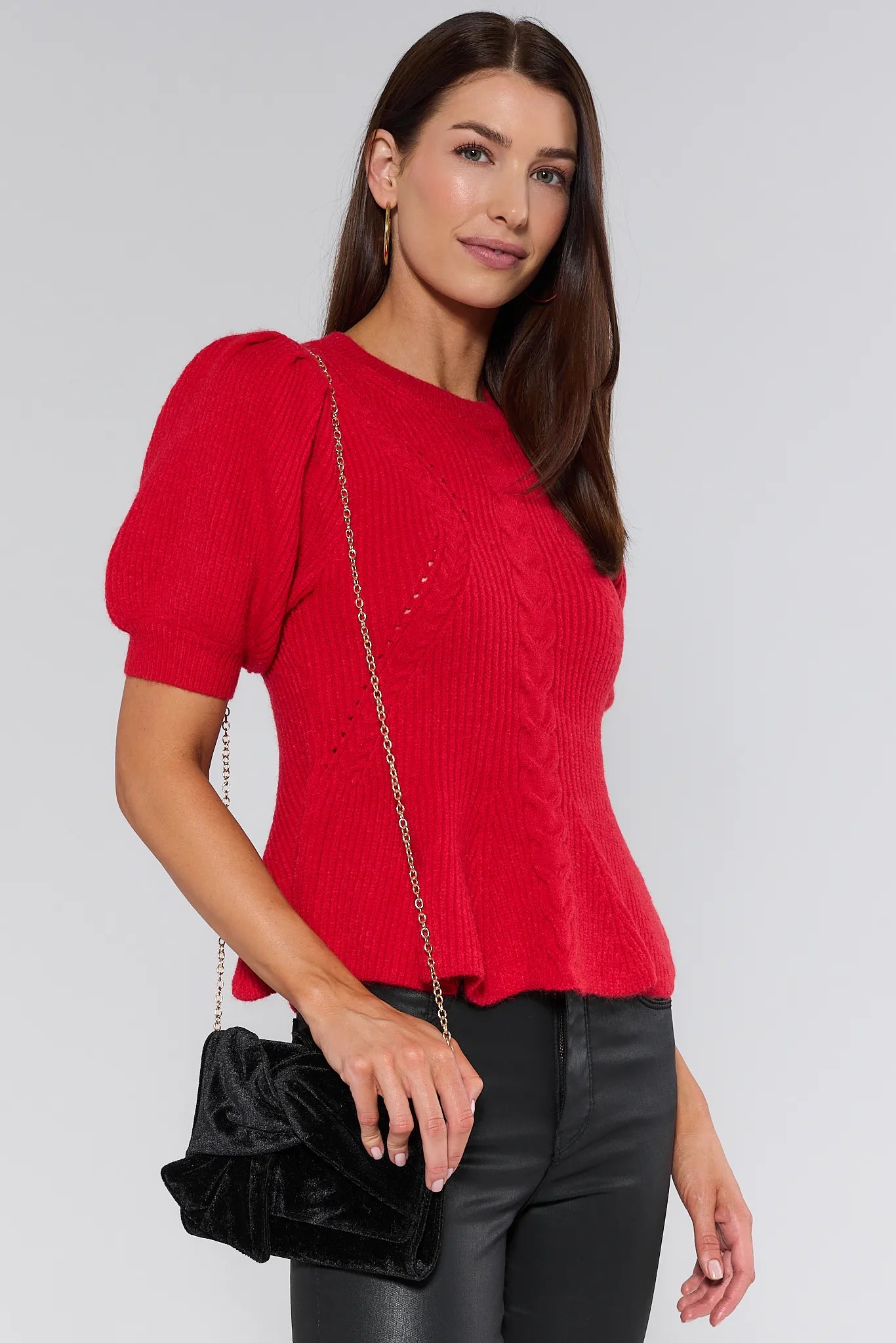 Cora Black Velvet Knot Clutch