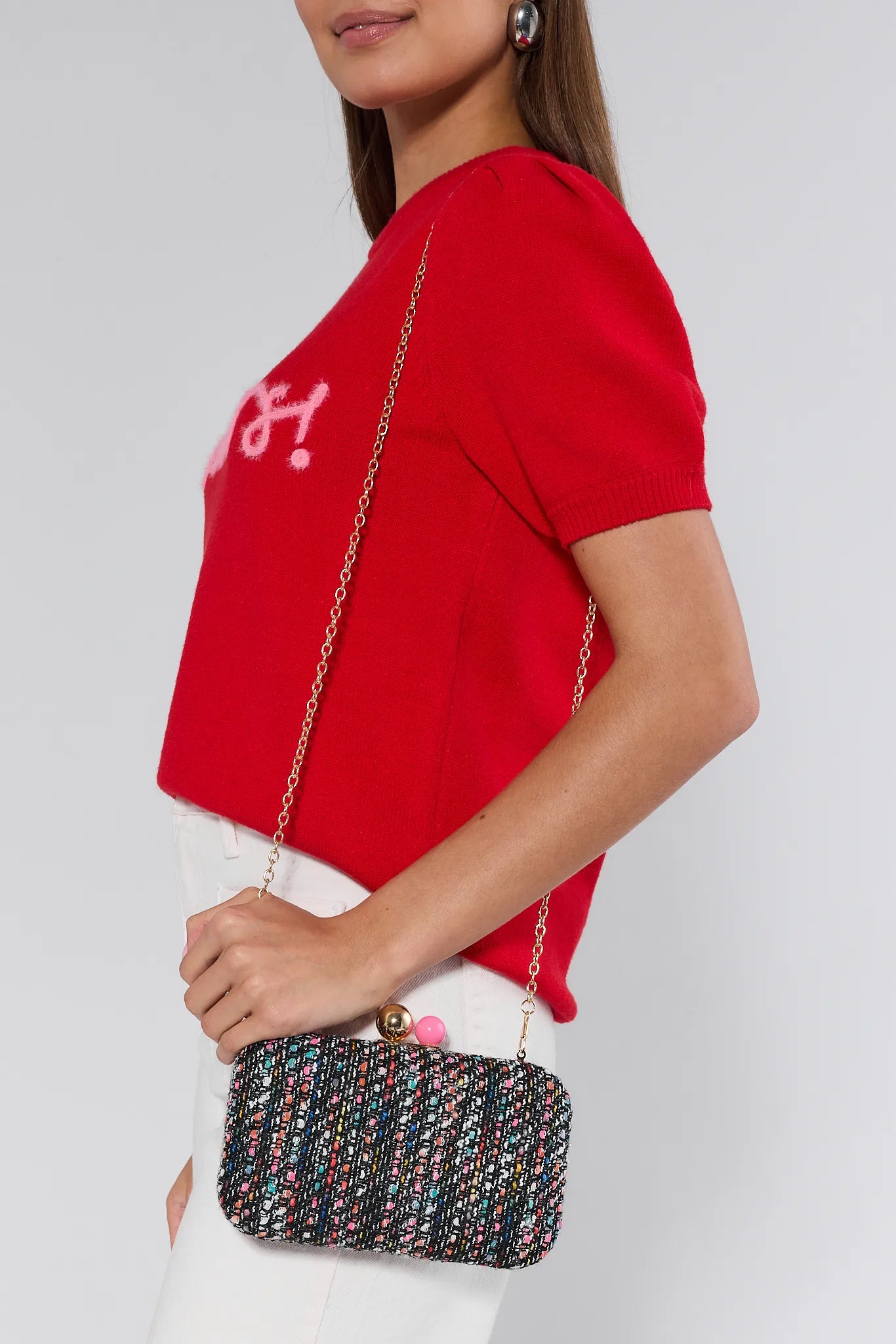 Mabel Black Tweed Clutch