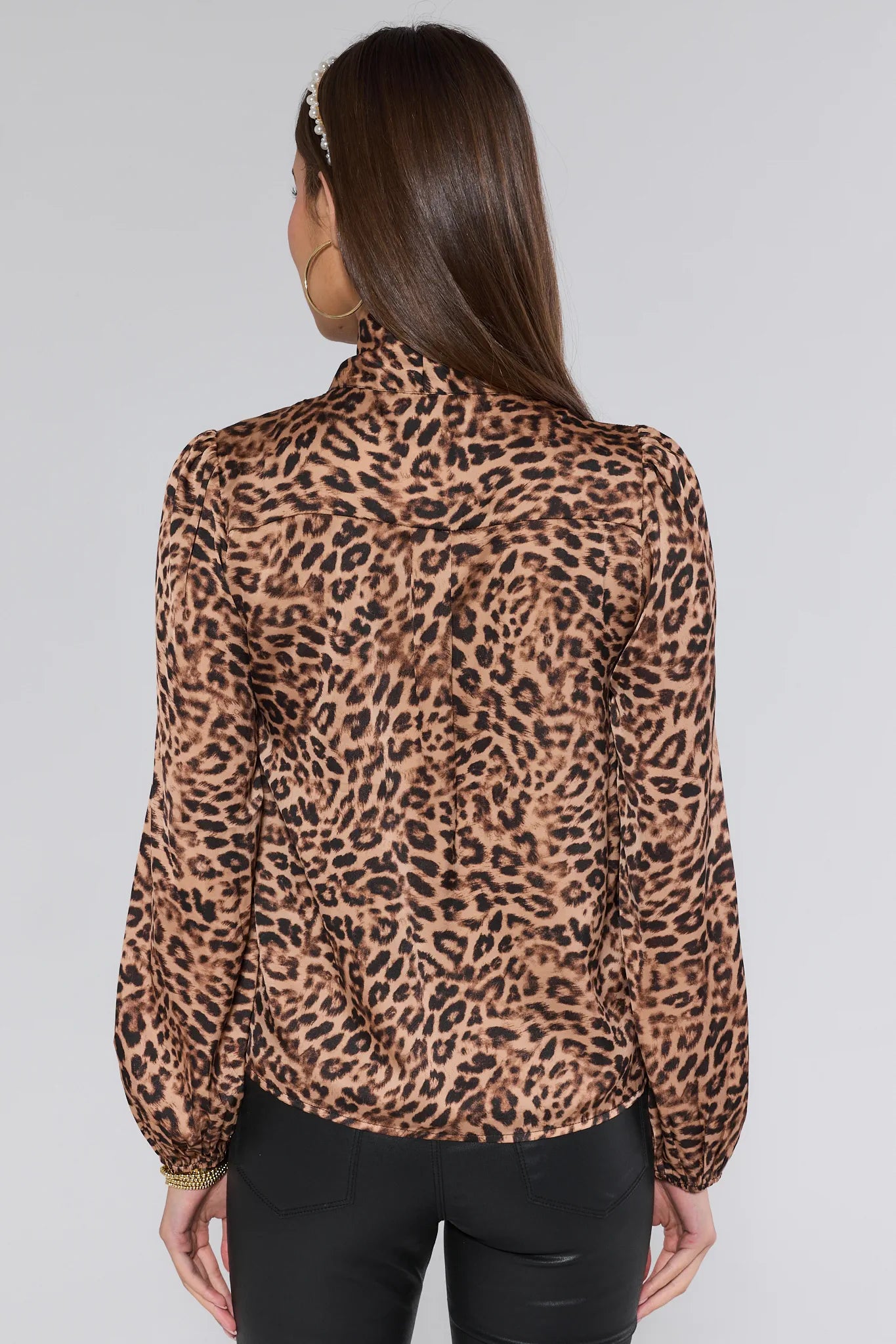 Anyssa Leopard Scarf Neck Top