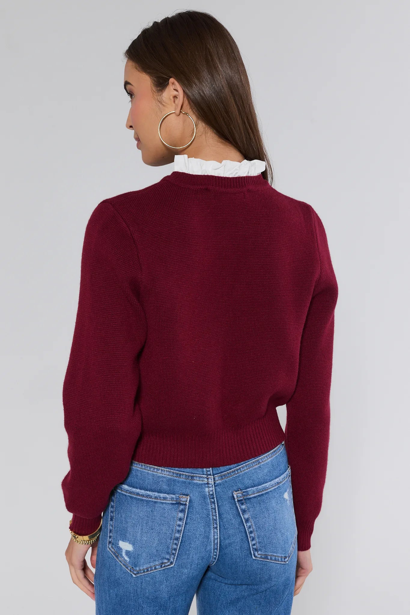 Bridgette Burgundy Ruffle Cardigan