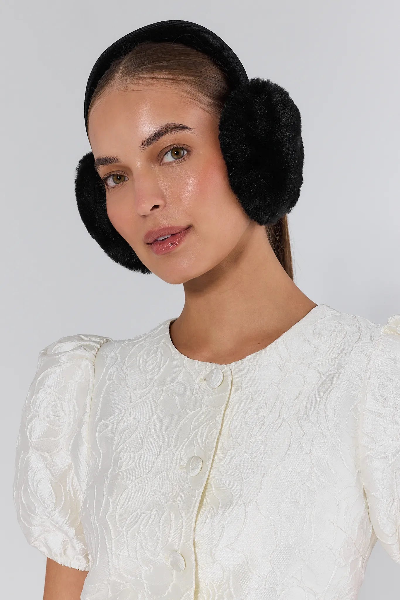 Chloe Black Fuzzy Earmuffs