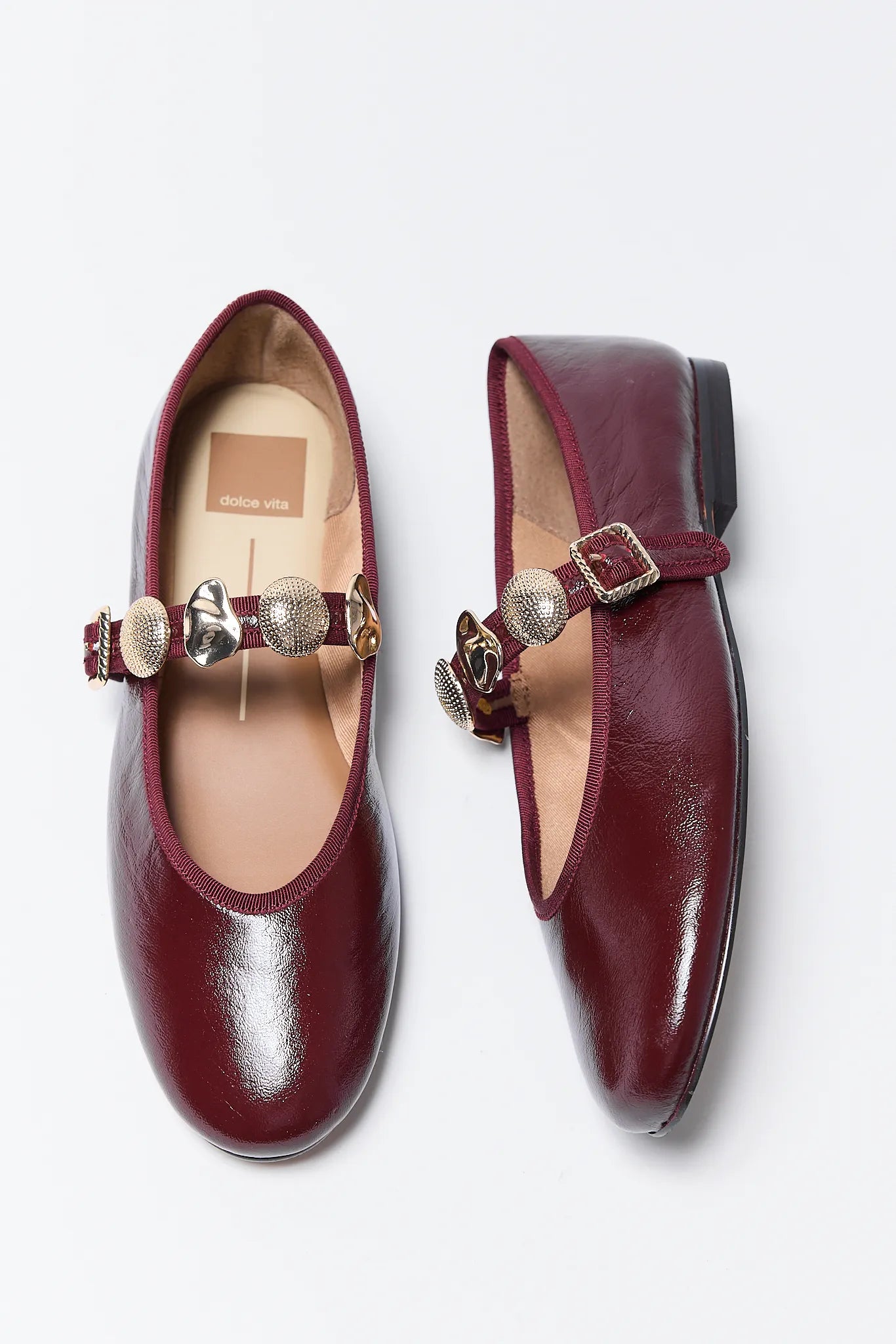 Relan Burgundy Leather Ballet Flats