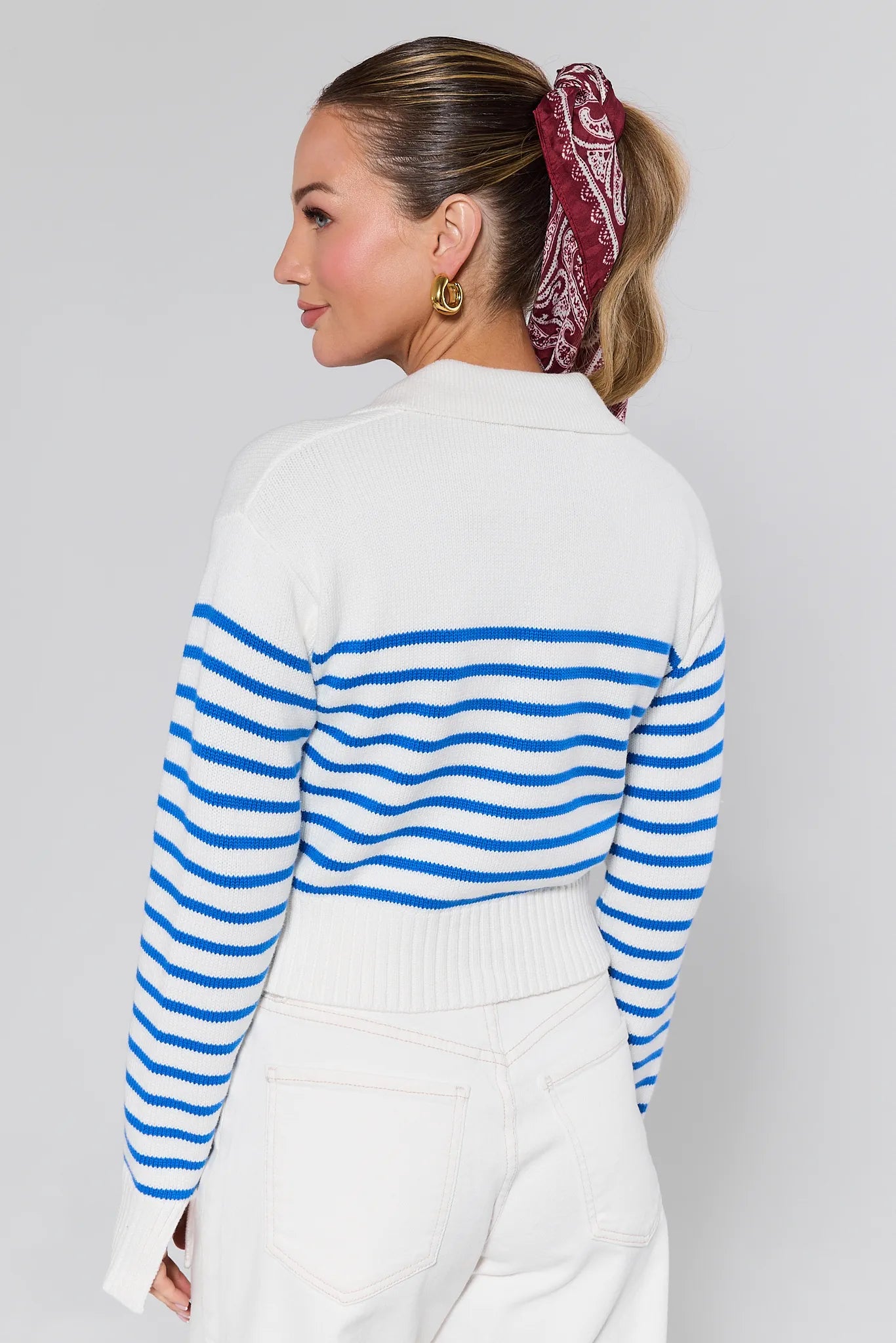 Judith Blue Striped Polo Sweater