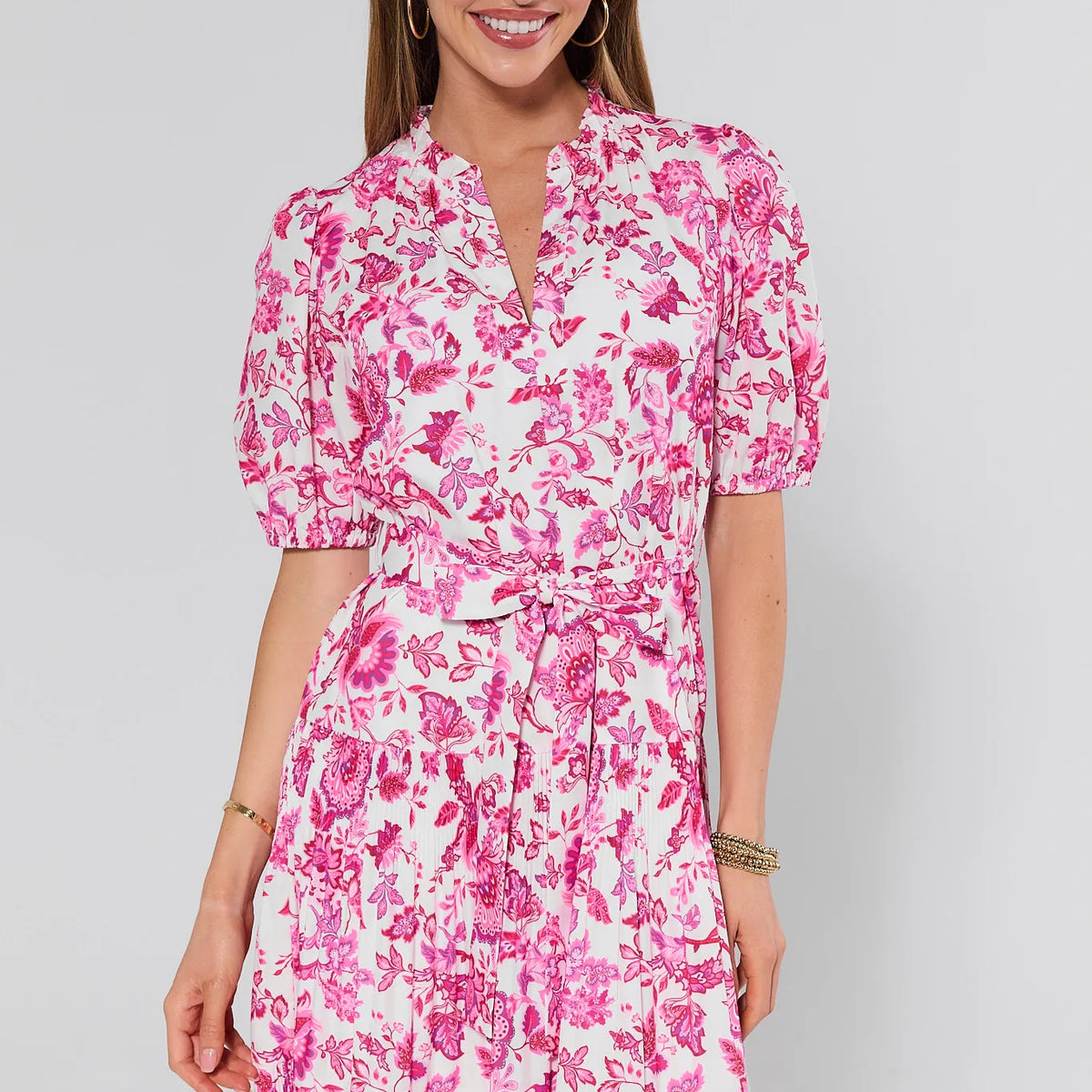 floral pink dress White and fuller skirt allows room for hips Destene Floral Maxi Dress -