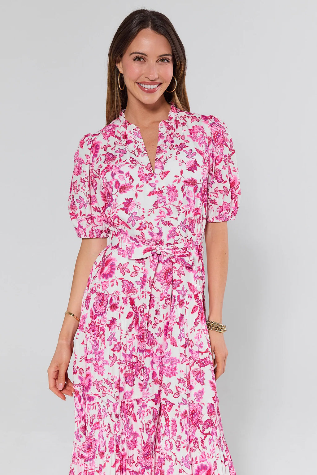 Janice Pink Floral Midi Dress