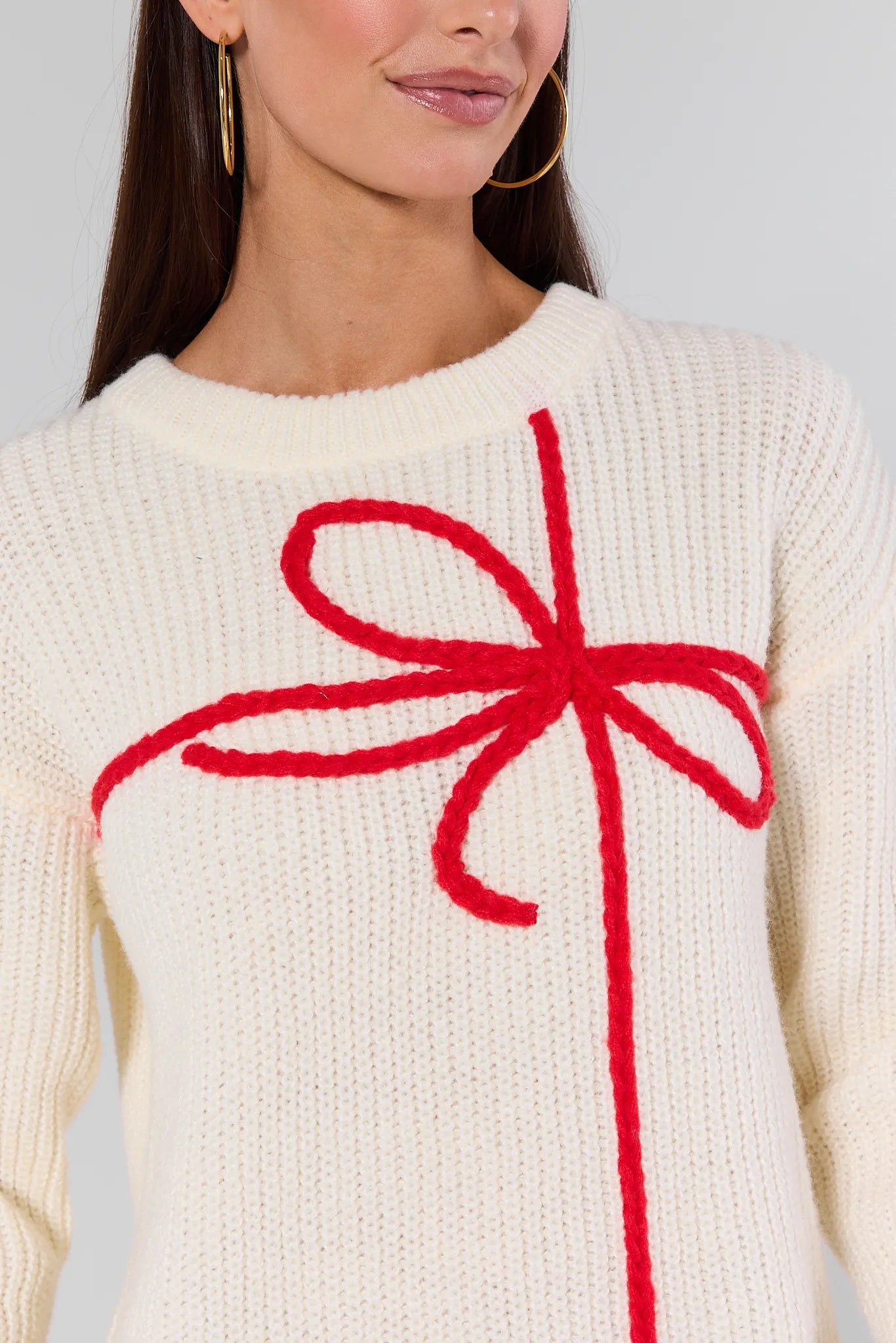 Peyton Ivory Knit Bow Sweater