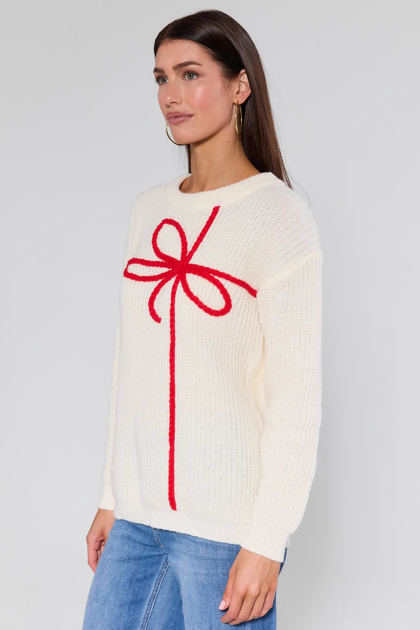 Peyton Ivory Knit Bow Sweater