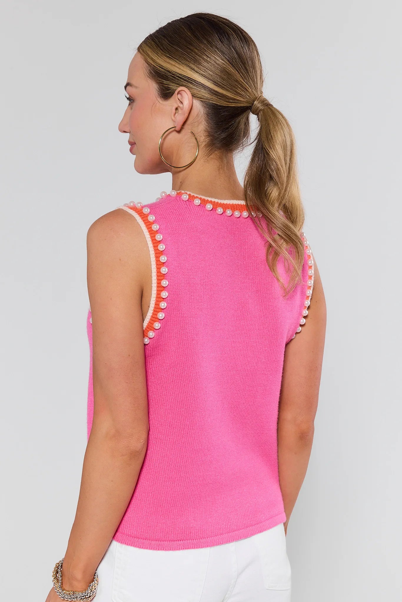 Sophie Pink Pearl Sleeveless Sweater