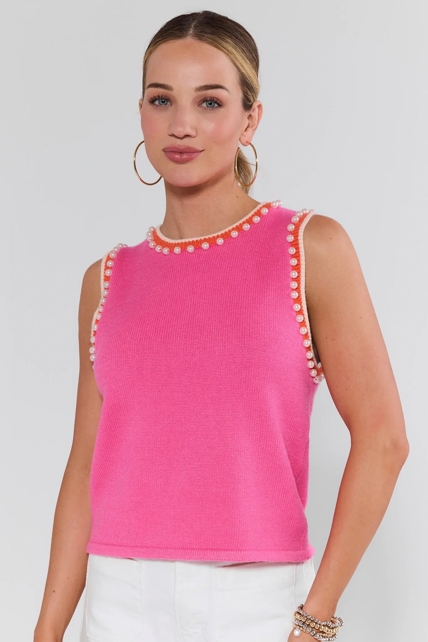 Sophie Pink Pearl Sleeveless Sweater