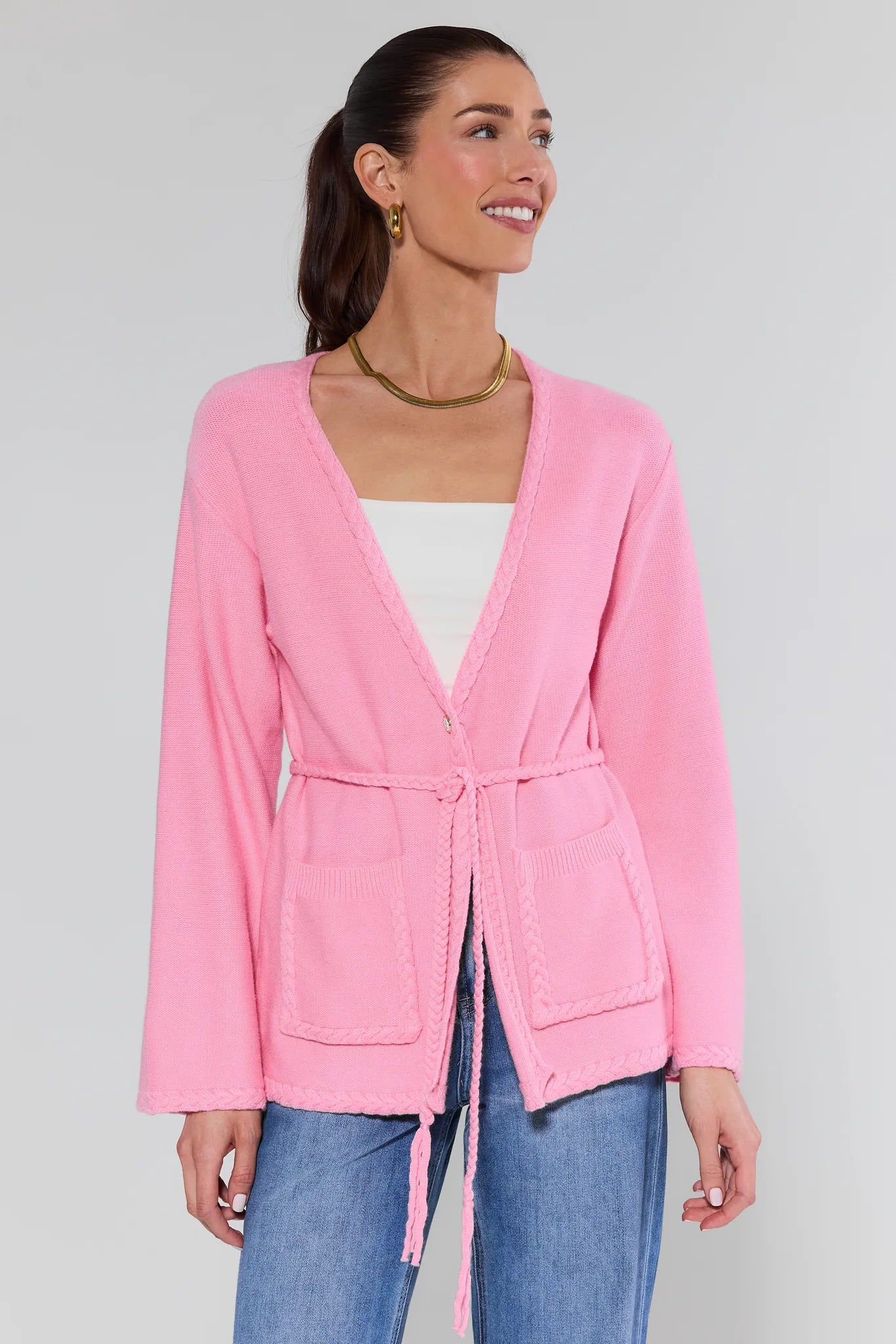 Jada Pink Wrap Knit Cardigan