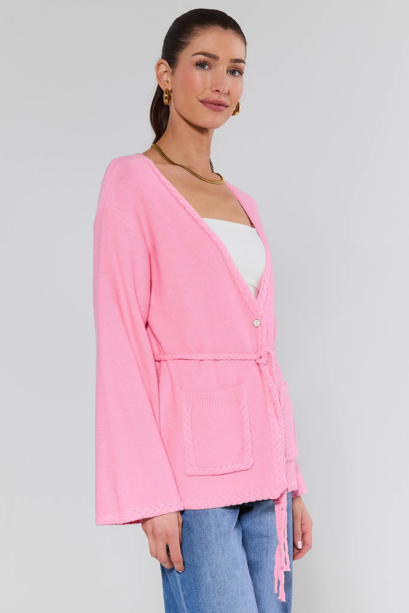 Jada Pink Wrap Knit Cardigan