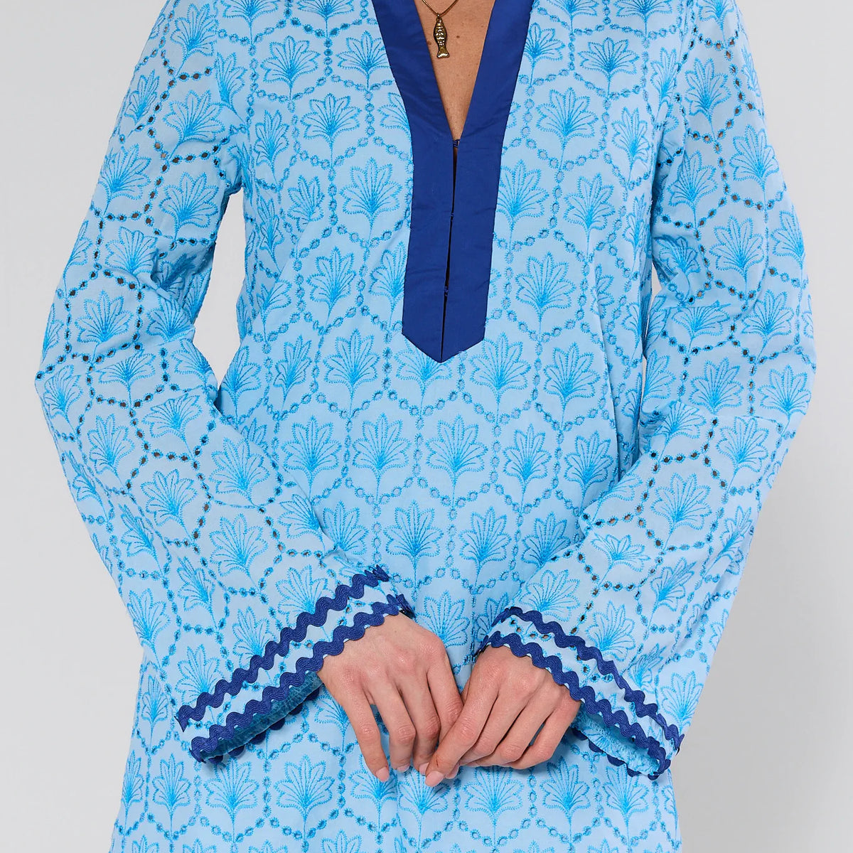Cove Blue Embroidered Tunic Dress | Avara