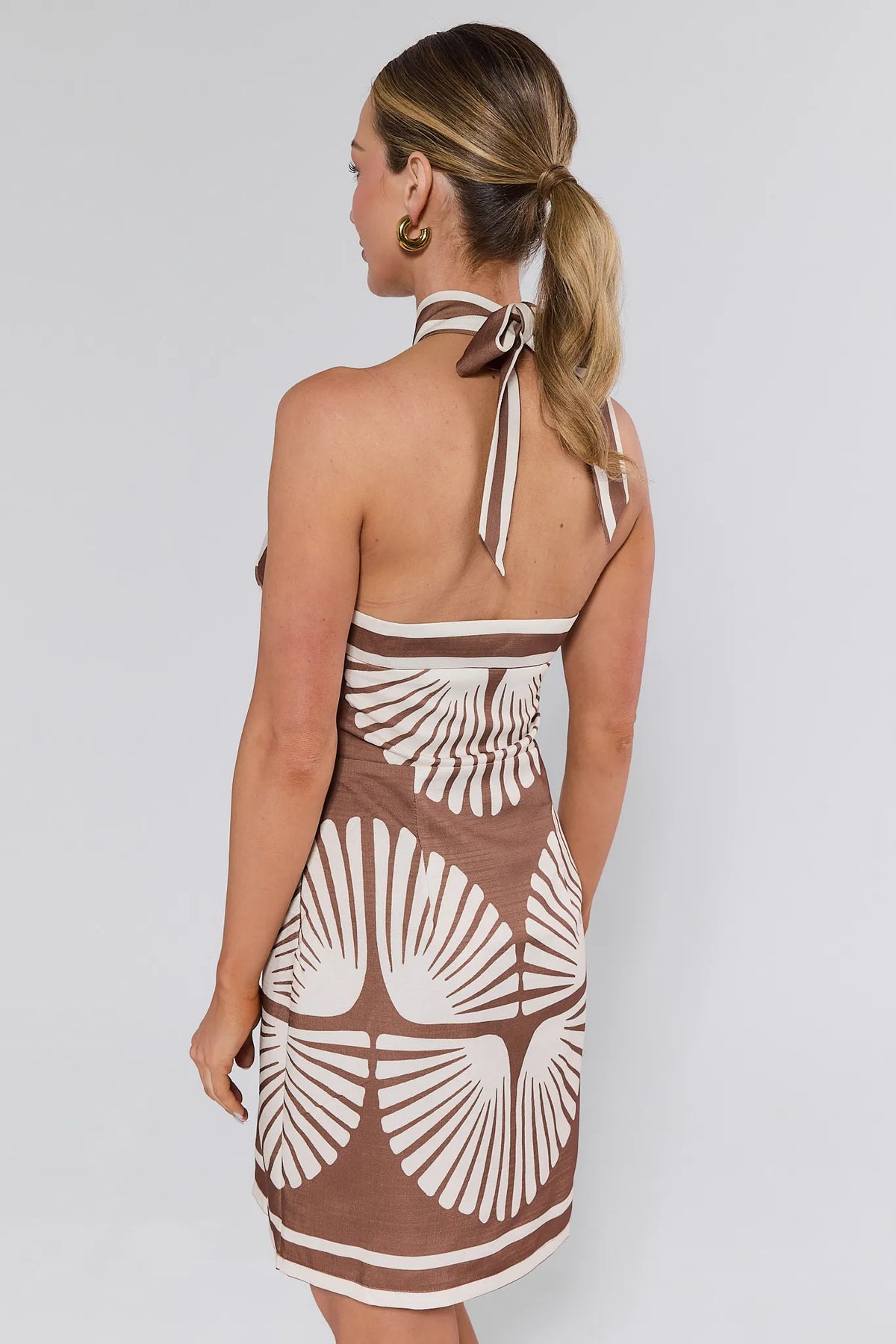 Carley Brown Halter Mini Dress