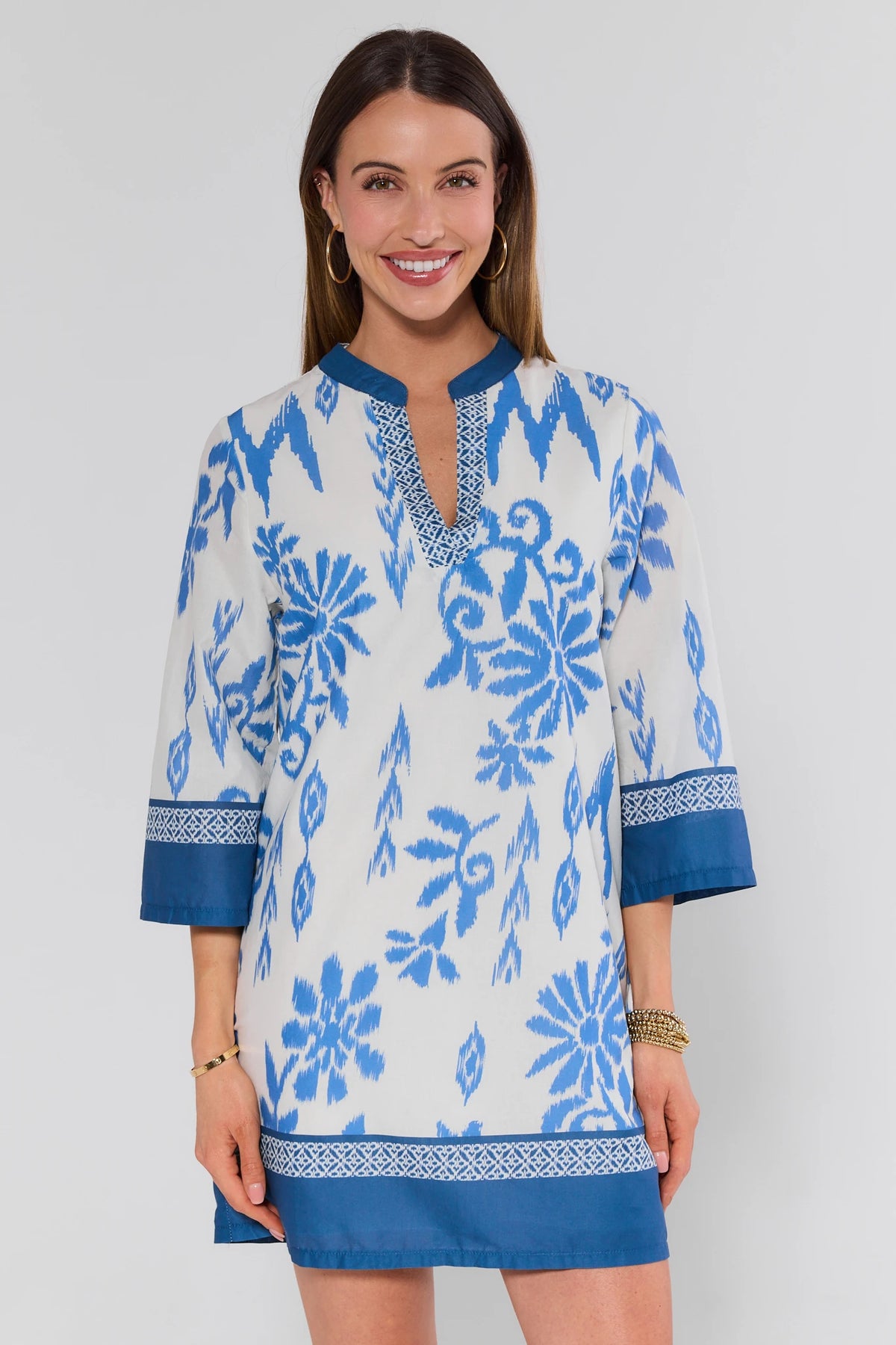 Priscilla Blue Printed Tunic Dress | Women's Clothing