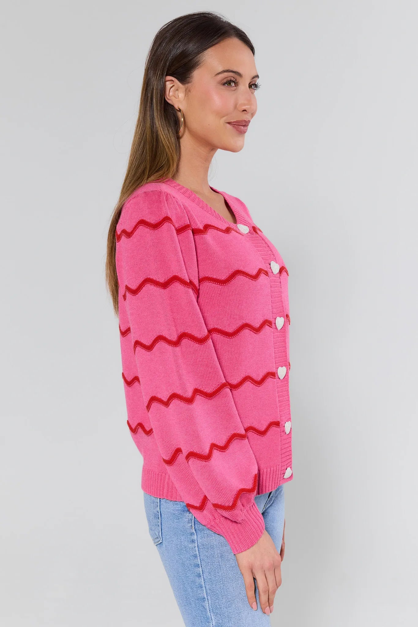 Raquel Pink Striped Knit Cardigan