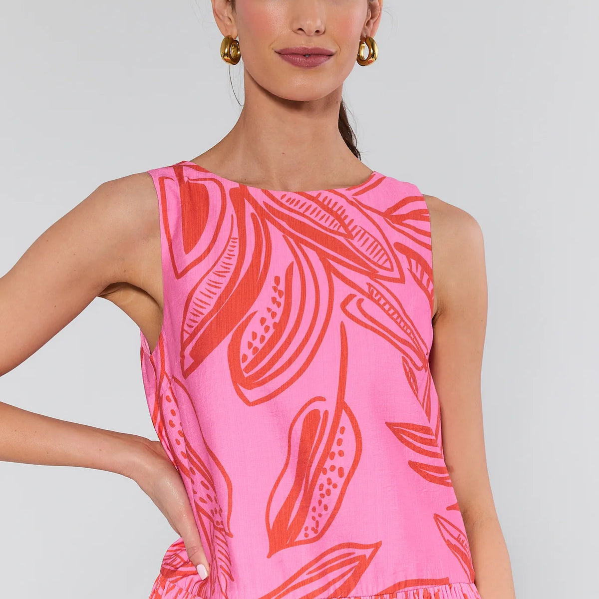 Angelina Pink Printed Fringe Top | Avara Angelina Pink Printed Fringe Top | Avara