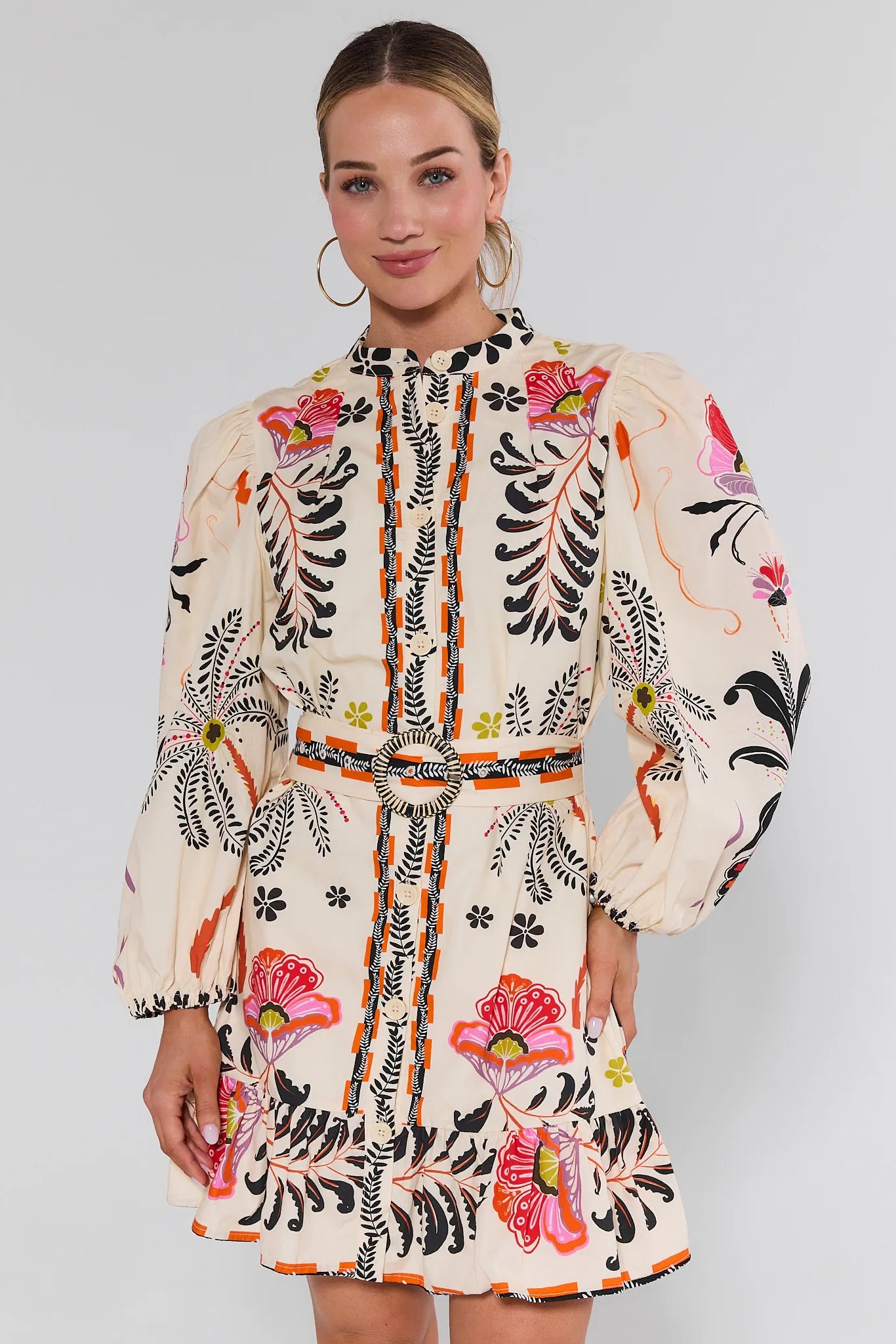 Nadia Floral Belted Short Dress