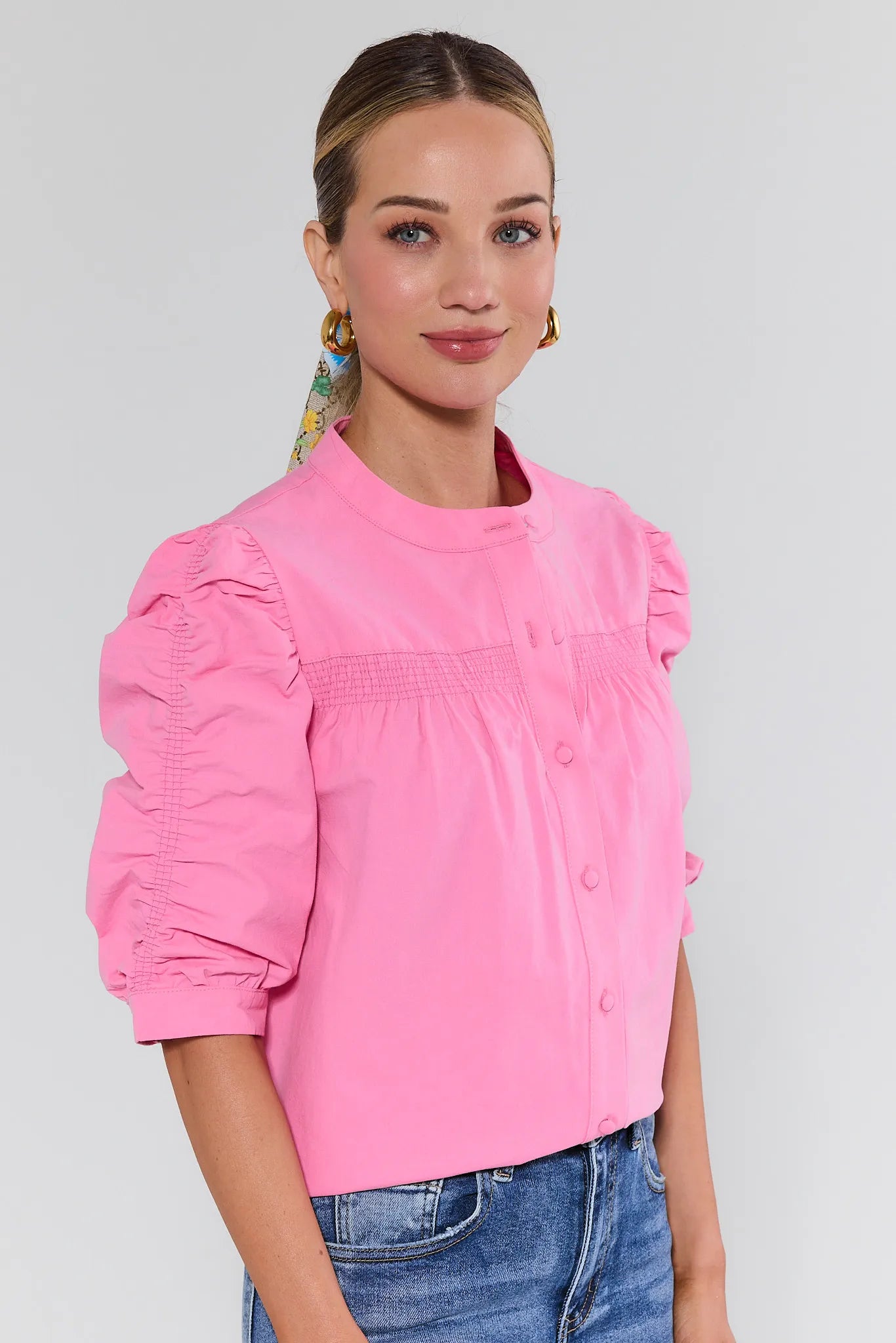 Maya Pink Puff Sleeve Top