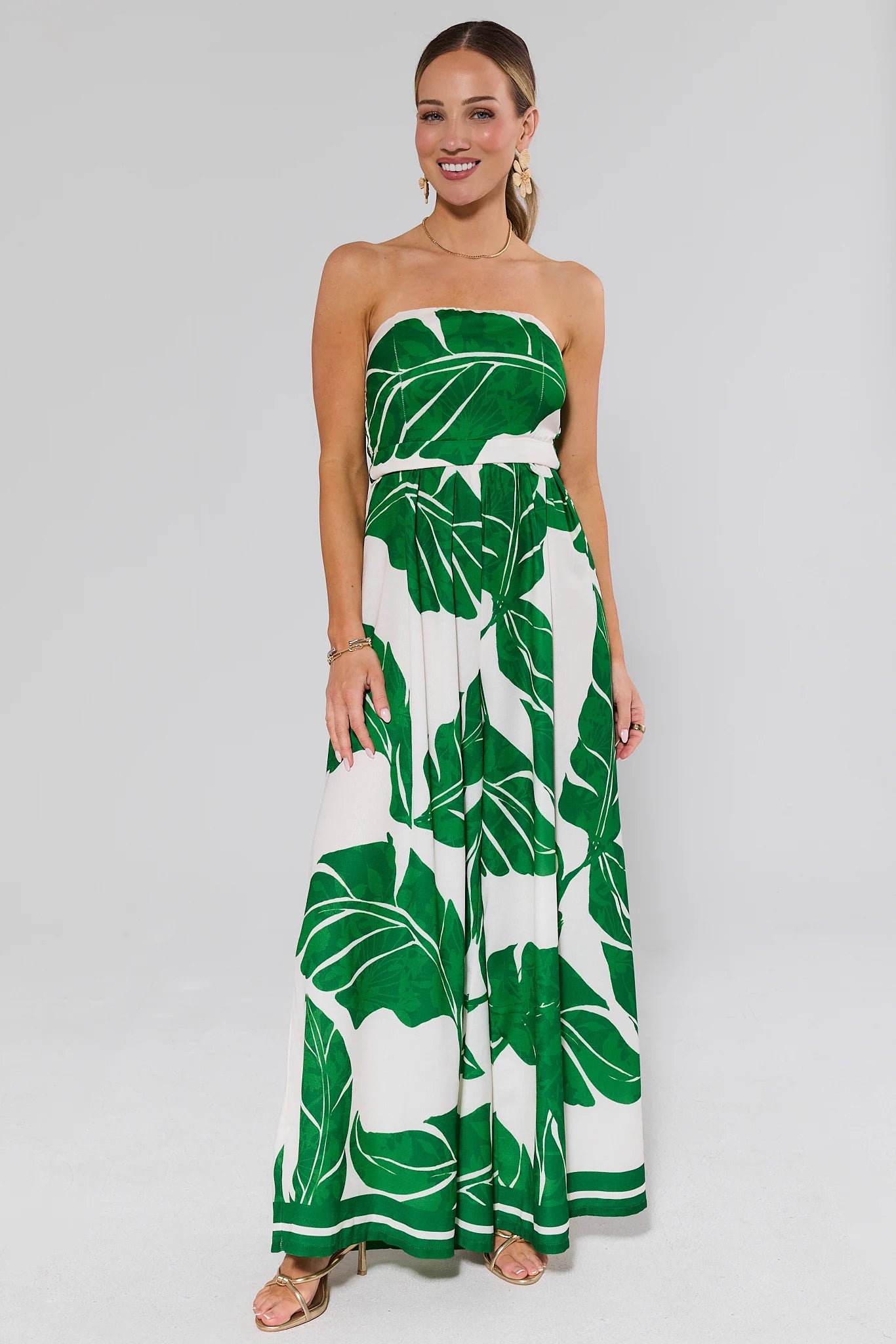 slim fit dress slacks Sylvania Green Leaf Maxi Dress Green / Small