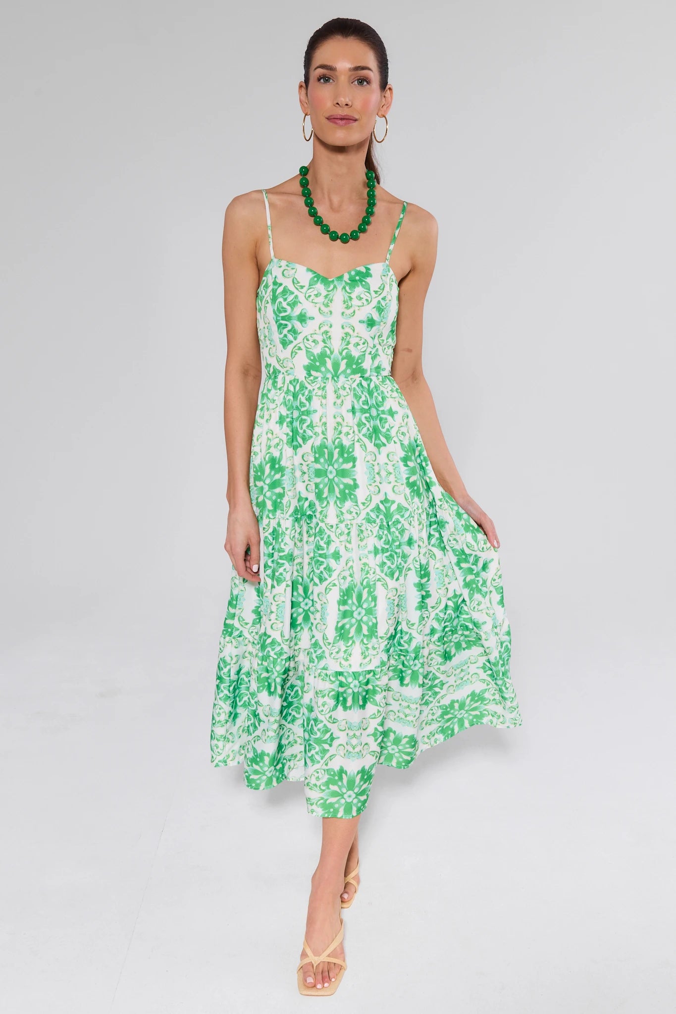 Lori Green Printed Midi Dress