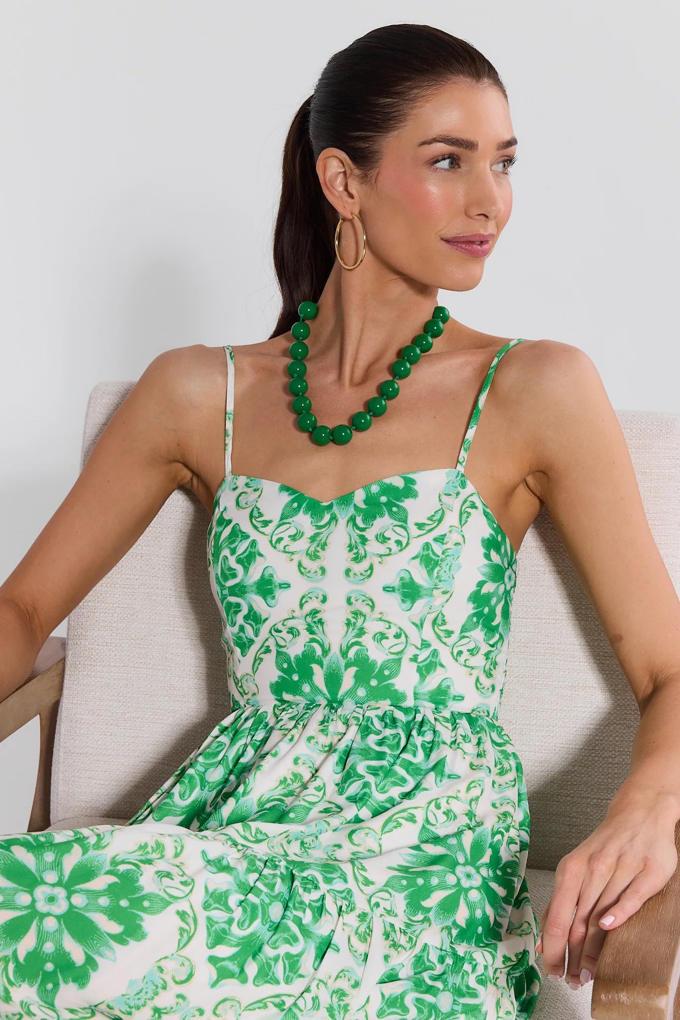 Lori Green Printed Midi Dress