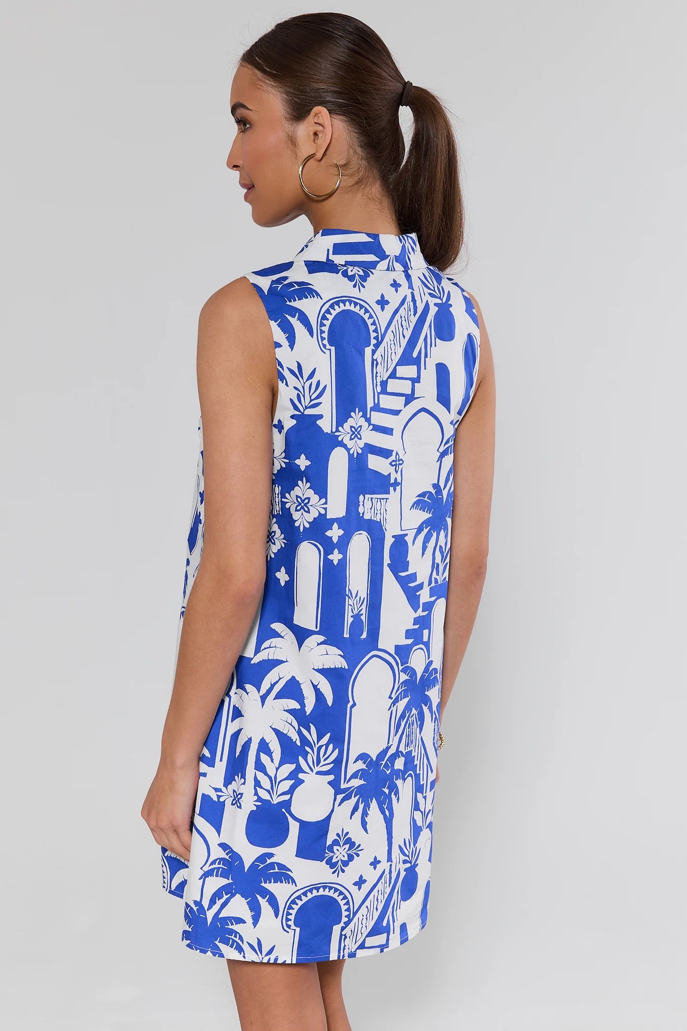 Ellen Blue Moroccan Short Dress | Women's Clothing